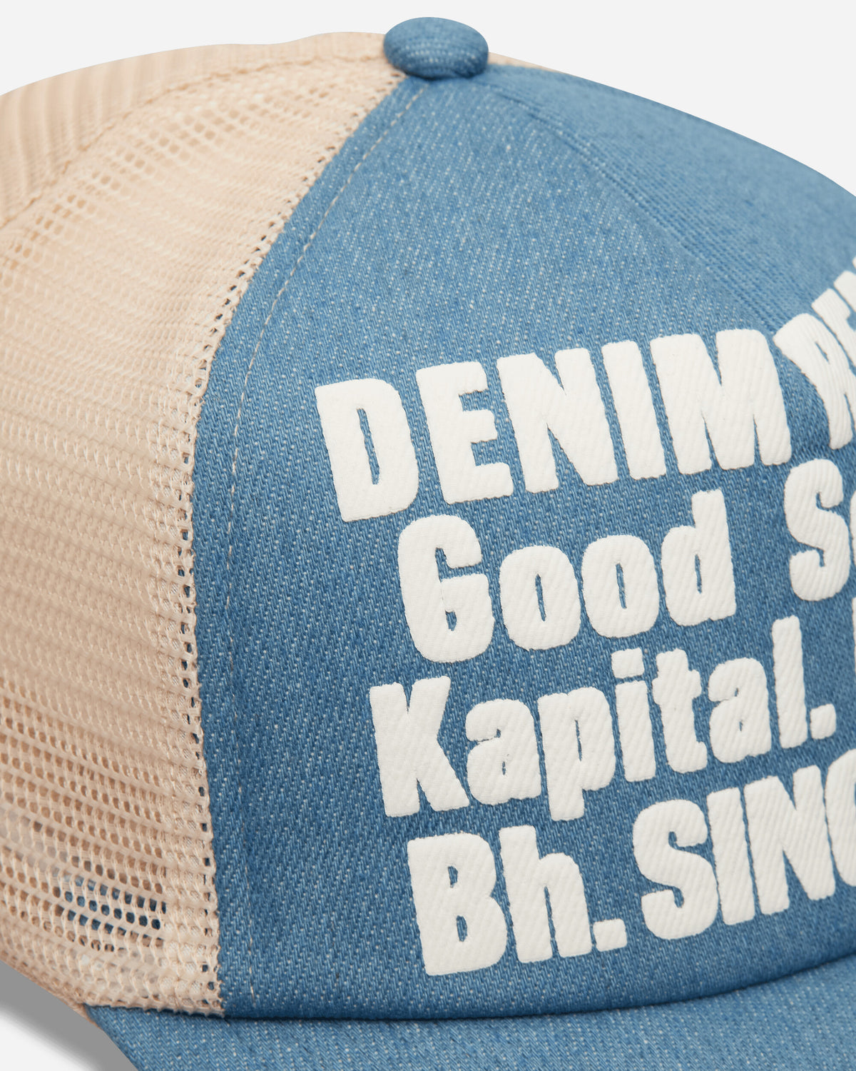 KAPITAL Denim Repair Service Denim Track Cap Ecru Hats Caps K2603XH502 ECRU