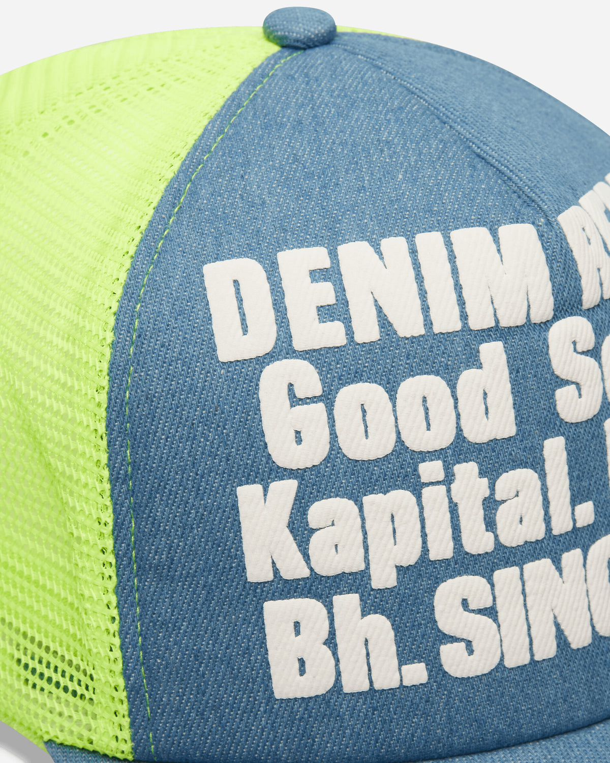 KAPITAL Denim Repair Service Denim Track Cap Neon Yellow Hats Caps K2603XH502 NEONYEL
