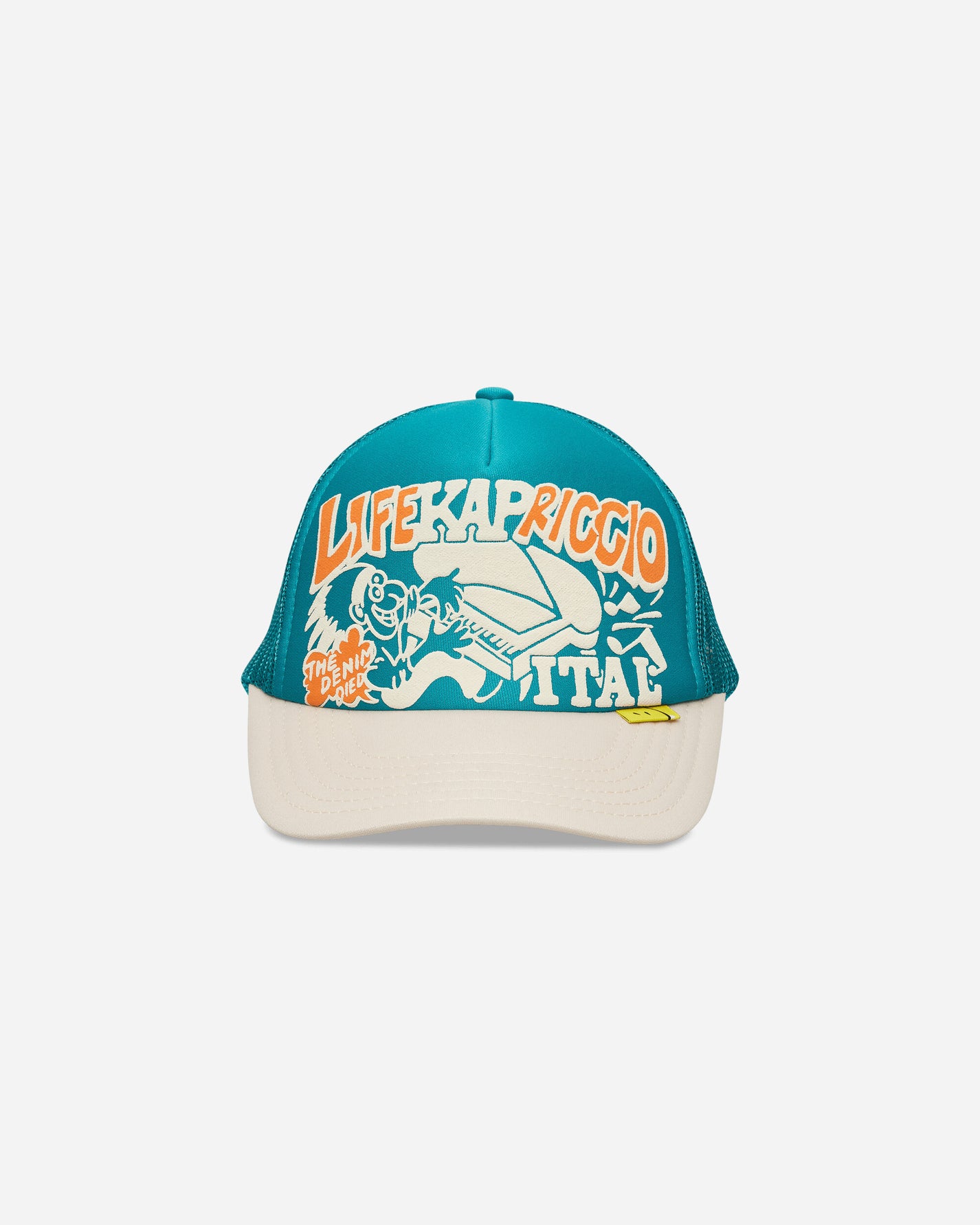 KAPITAL Life Kapriccio Track Cap Turquoise - Ecru Hats Caps K2505XH536 TURQUOISEXECRU