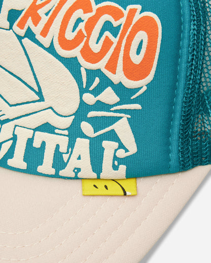 KAPITAL Life Kapriccio Track Cap Turquoise - Ecru Hats Caps K2505XH536 TURQUOISEXECRU