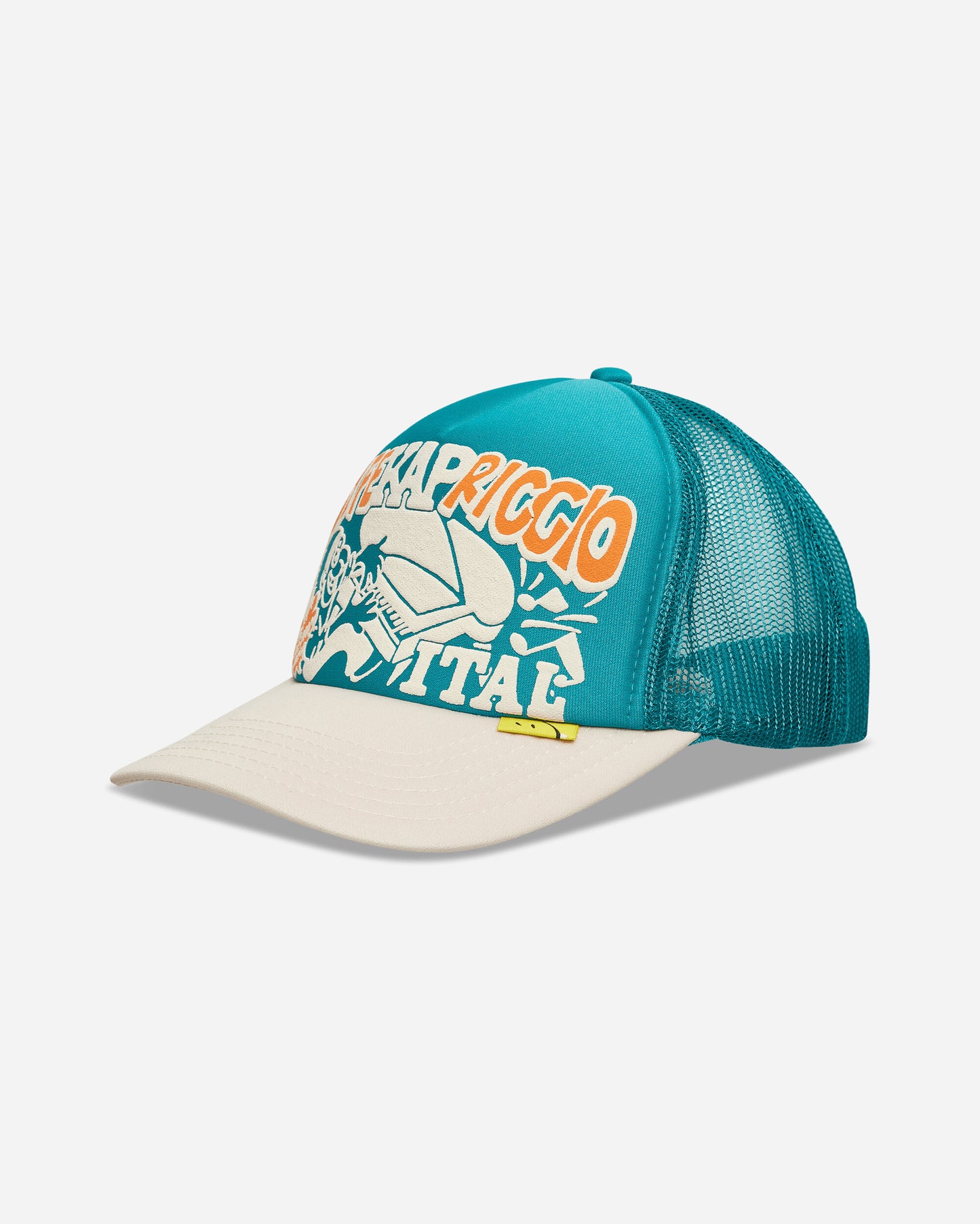 KAPITAL Life Kapriccio Track Cap Turquoise - Ecru Hats Caps K2505XH536 TURQUOISEXECRU