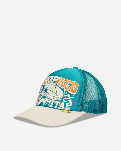 KAPITAL Life Kapriccio Track Cap Turquoise - Ecru Hats Caps K2505XH536 TURQUOISEXECRU