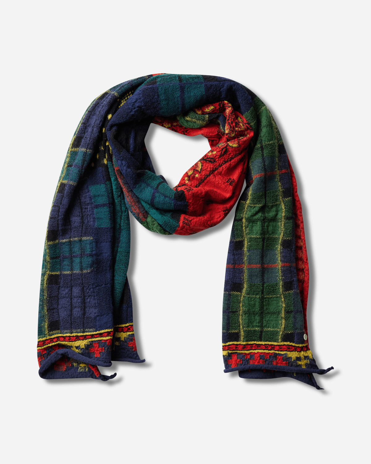 KAPITAL Fulling Wool Scarf Tartan Check Bandana Patch Red Gloves and Scarves Scarves and Warmneck EK-1519XMA RED