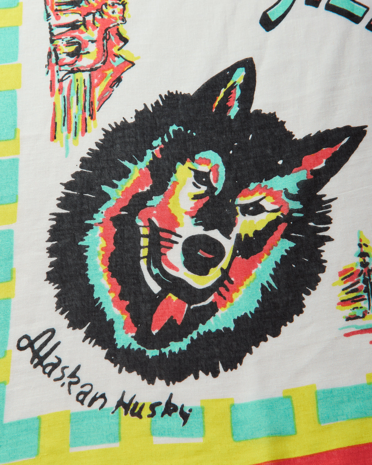 KAPITAL Rayon Fringe Stole Yukon Life Map 40In X 40In Ecru Gloves and Scarves Scarves and Warmneck K2510XM544 ECRU