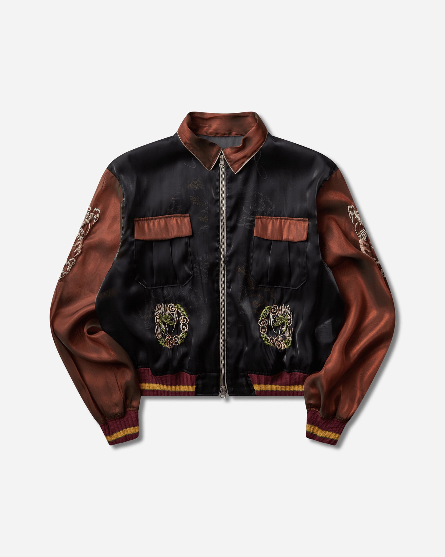 KAPITAL Sheer Pearl Mosquito Guard 2Tones Vietnam Jkt Black - Brown Coats and Jackets Bomber Jackets K2504LJ183 BLKXBR