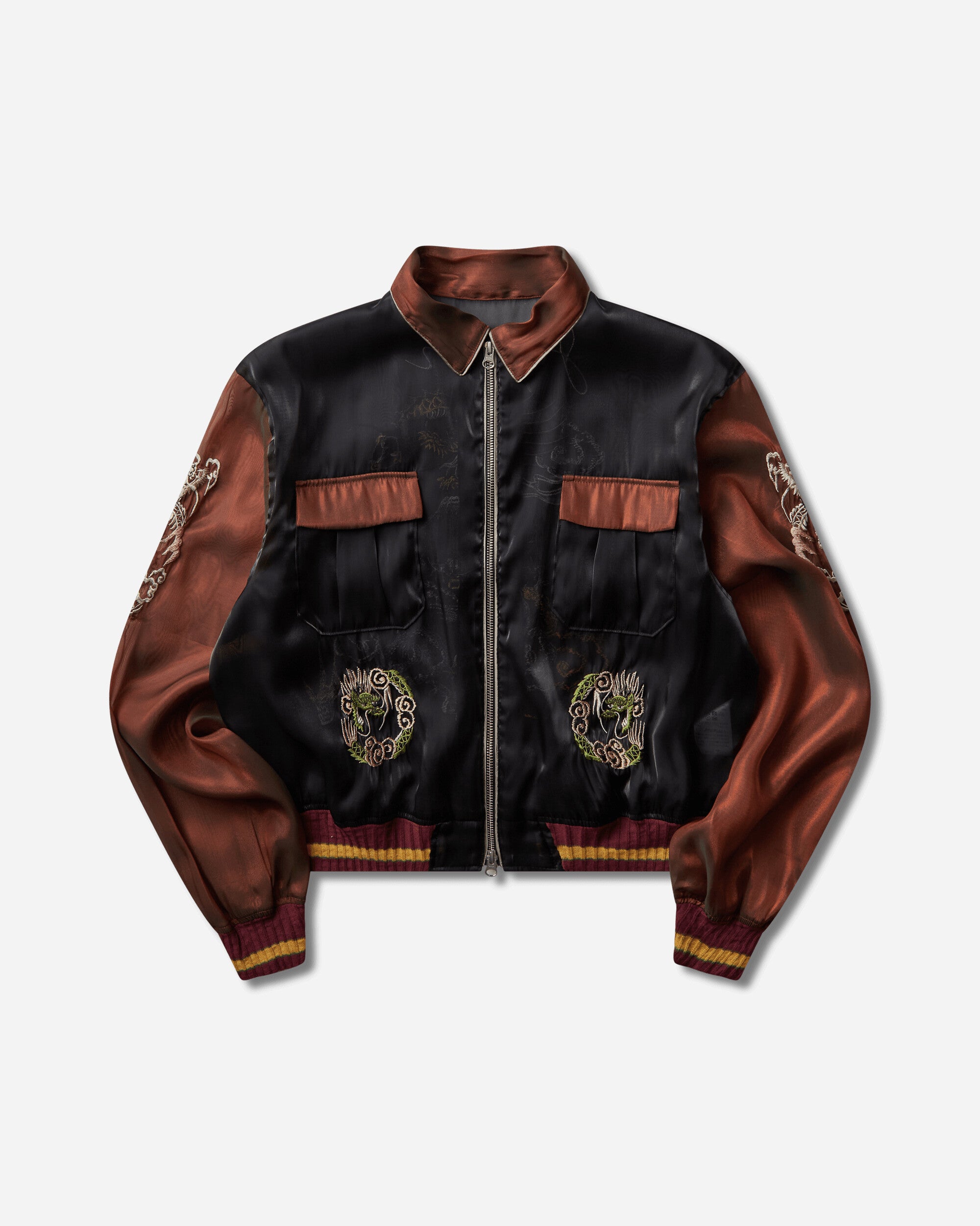 KAPITAL Sheer Pearl Mosquito Guard 2Tones Vietnam Jkt Black - Brown Coats and Jackets Bomber Jackets K2504LJ183 BLKXBR