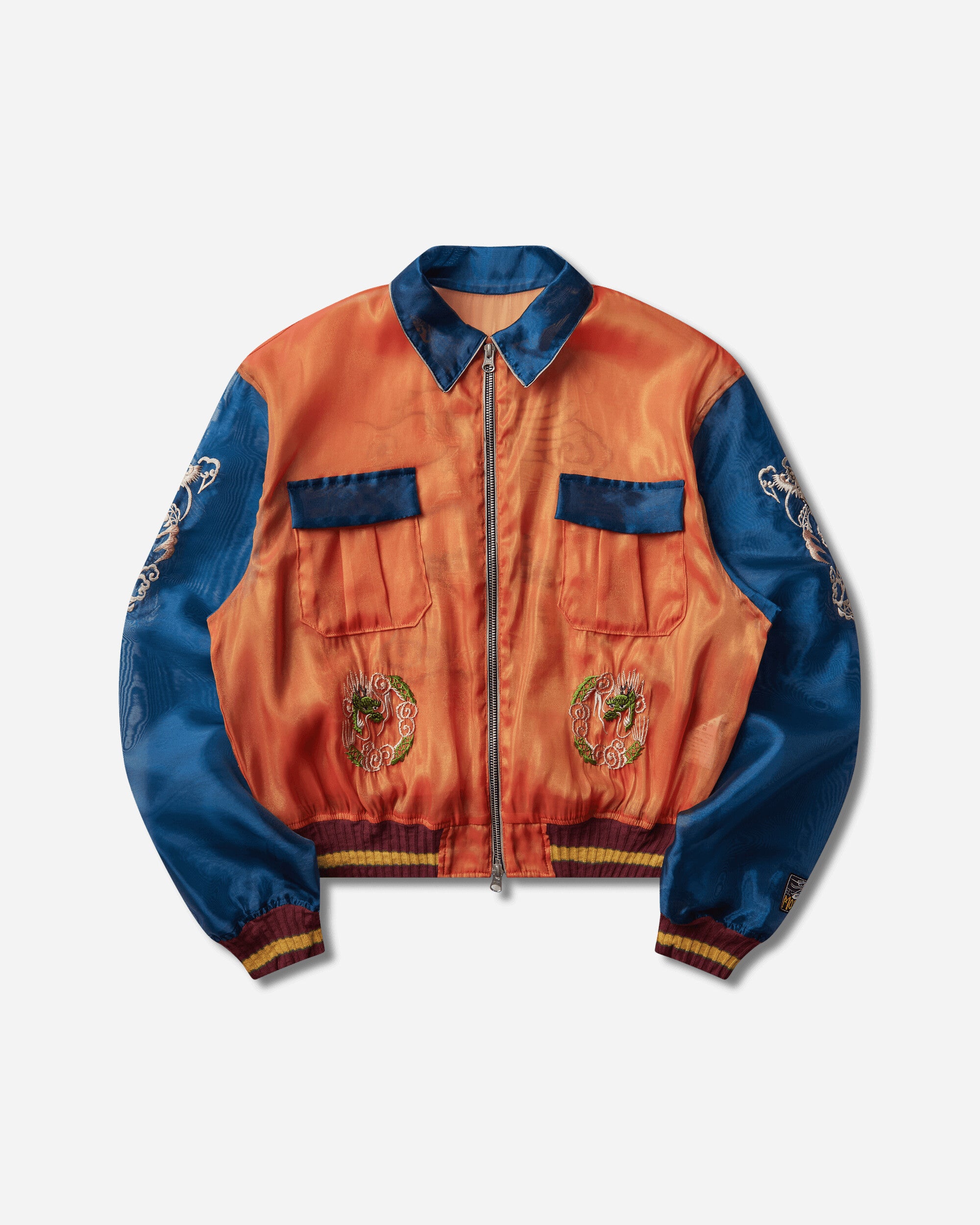 KAPITAL Sheer Pearl Mosquito Guard 2Tones Vietnam Jkt Orange - Blue Coats and Jackets Bomber Jackets K2504LJ183 ORGXBL