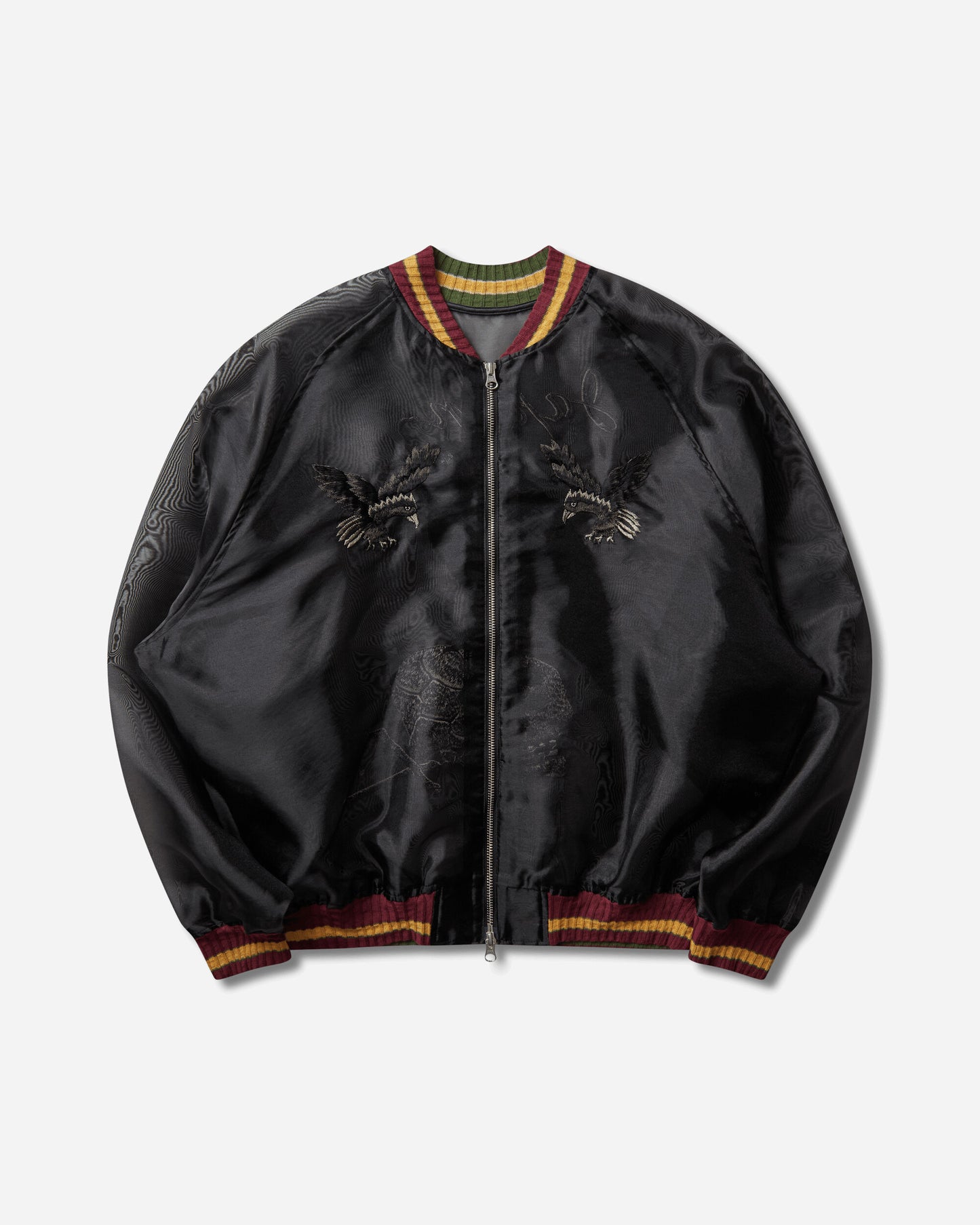 KAPITAL Sheer Pearl Mosquito Guard Souvenir Jkt (Raven & Skull) Black Coats and Jackets Bomber Jackets K2504LJ128 BLACK