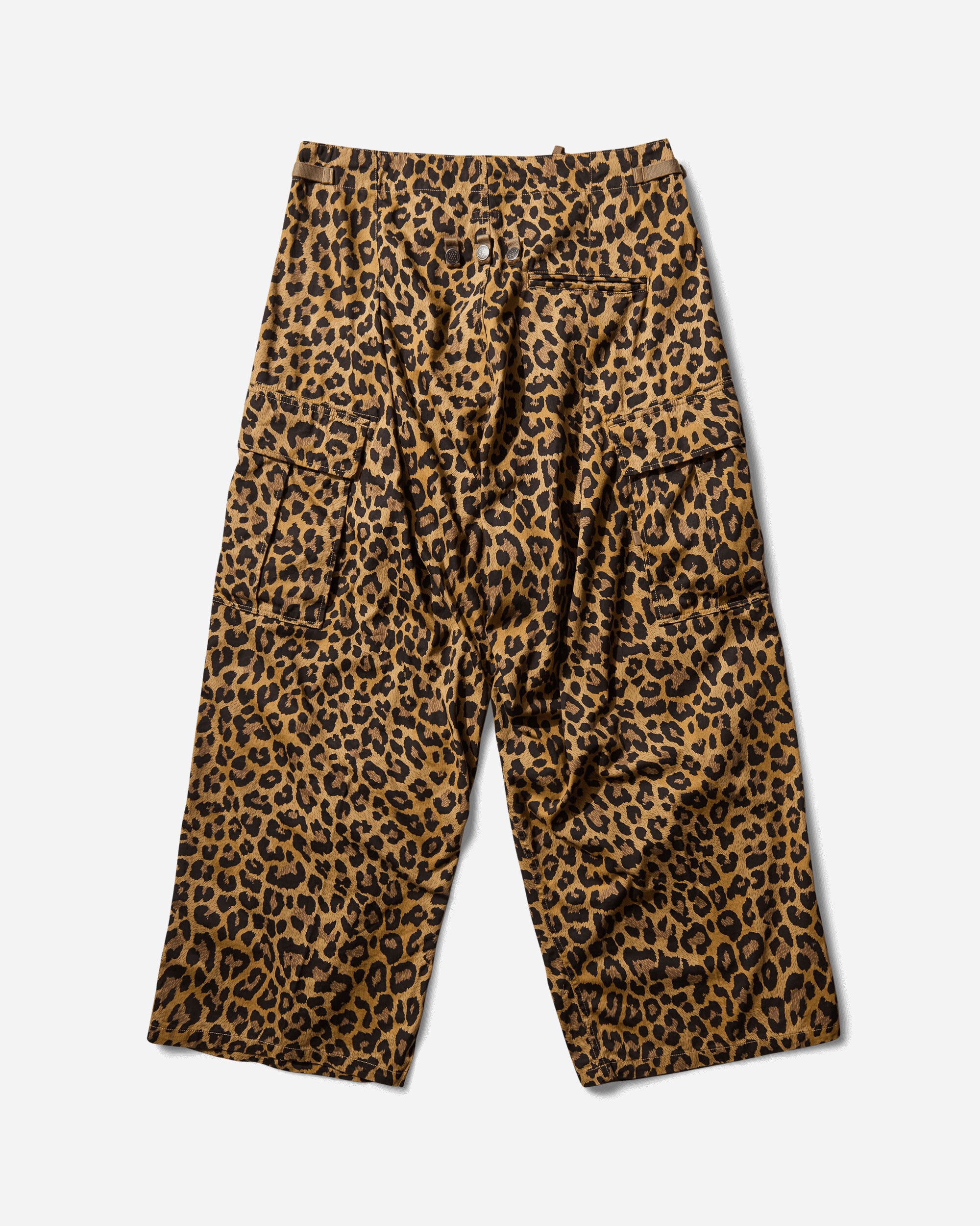 KAPITAL Cotton Herringbone Leopard Jumbo Cargo Pants Brown Pants Cargo K2409LP008 BROWN