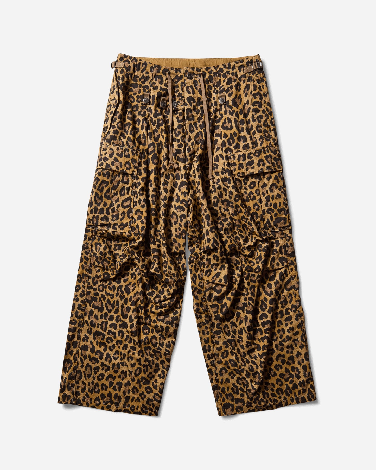KAPITAL Cotton Herringbone Leopard Jumbo Cargo Pants Brown Pants Cargo K2409LP008 BROWN