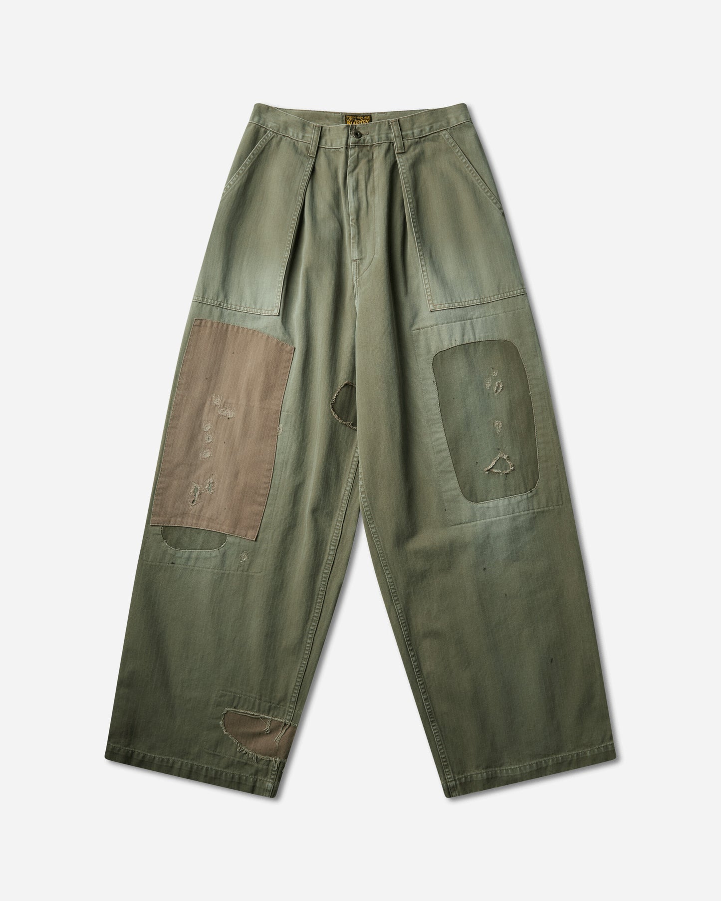 KAPITAL Herringbone Fatigue Baggy Pants (Rushfiled Remake) Khaki Pants Casual K2503LP096 KHAKI