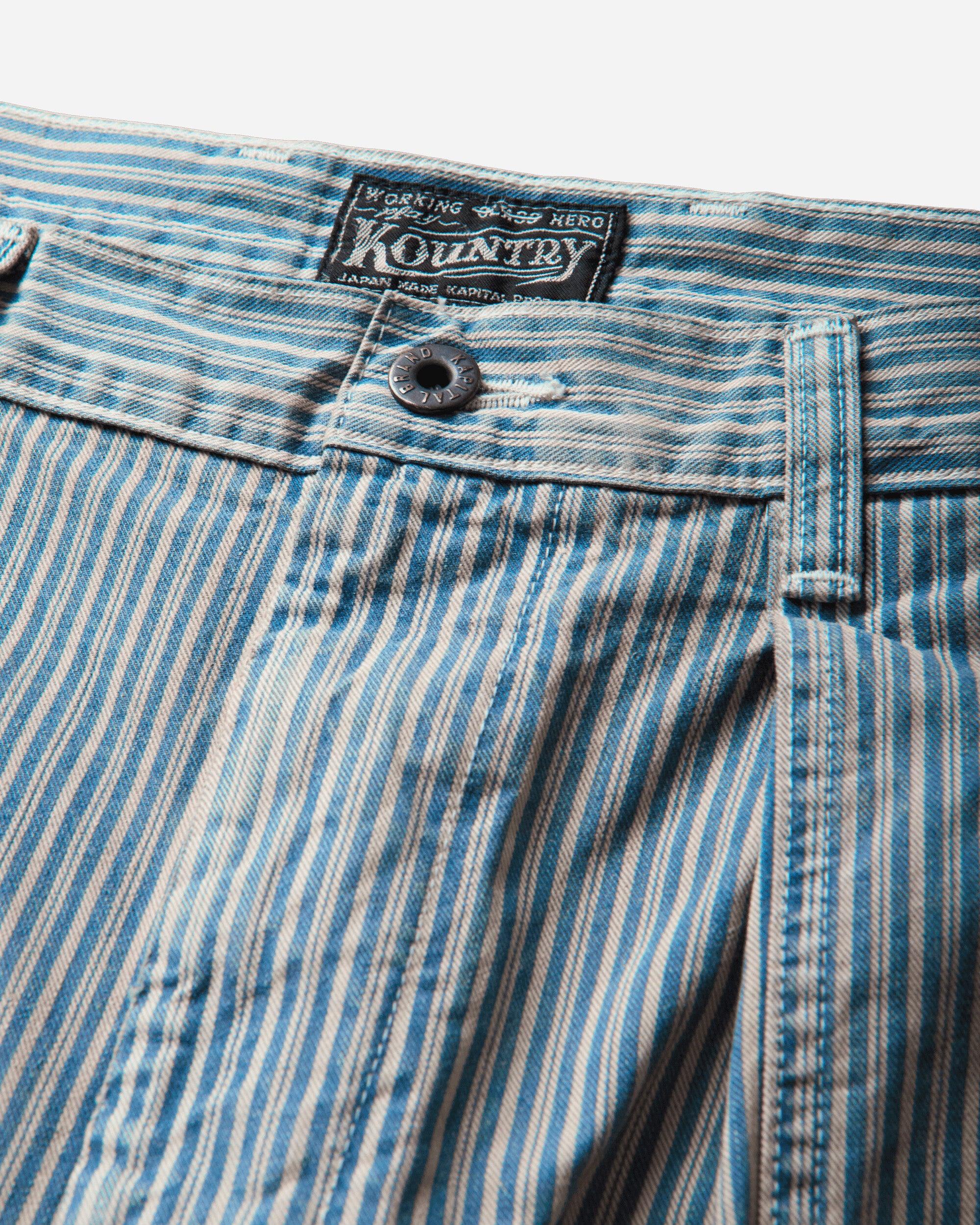 KAPITAL Liberty Hickoree Fatigue Baggy Pants (Rushfiled Remake) Hickory Stripes Pants Casual K2503LP036 HICKOREE