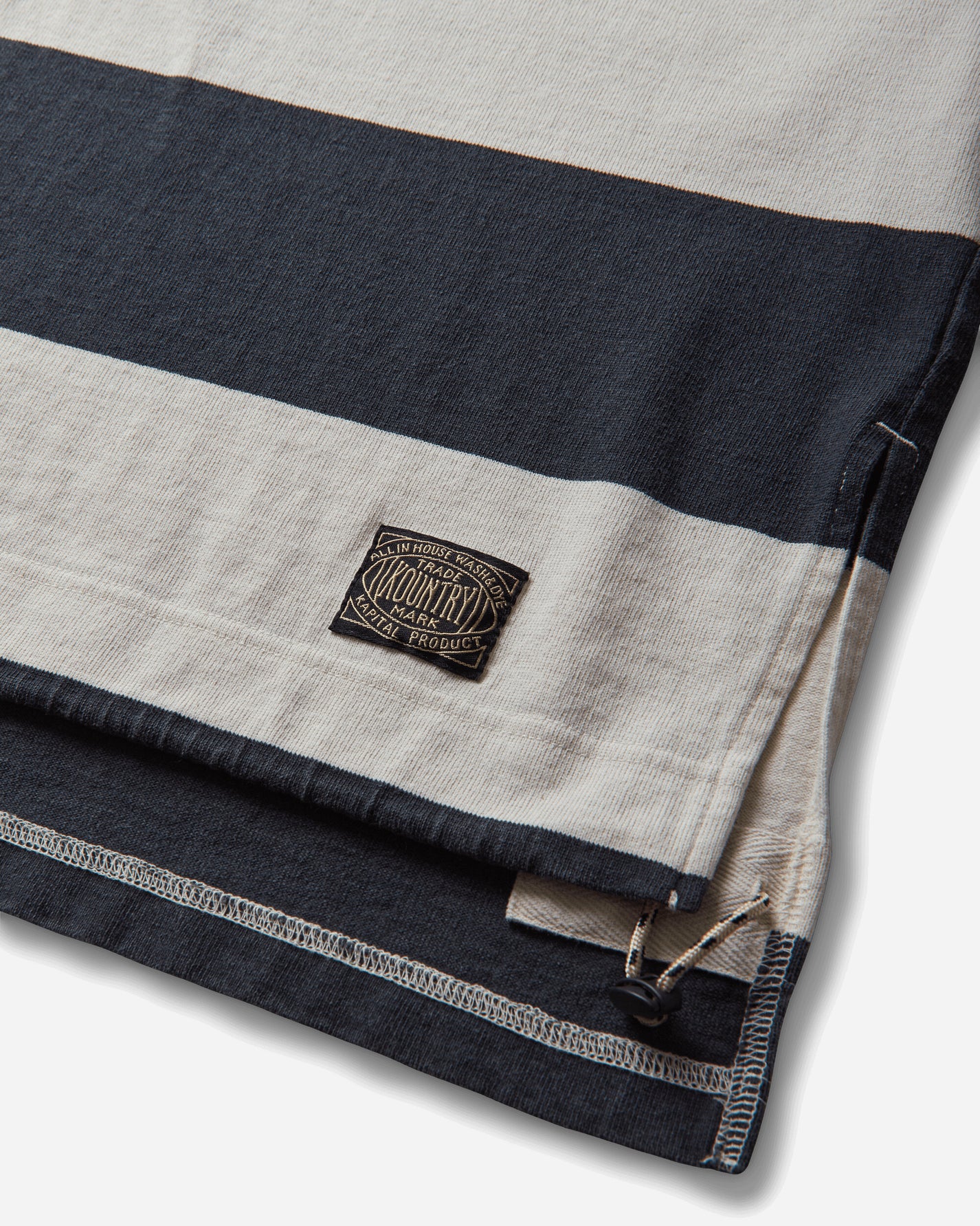 KAPITAL Jail Stripe Jersey Big Rugger Shirt Black - Ecru Sweatshirts Crewneck K2503LC114 BLKXECR