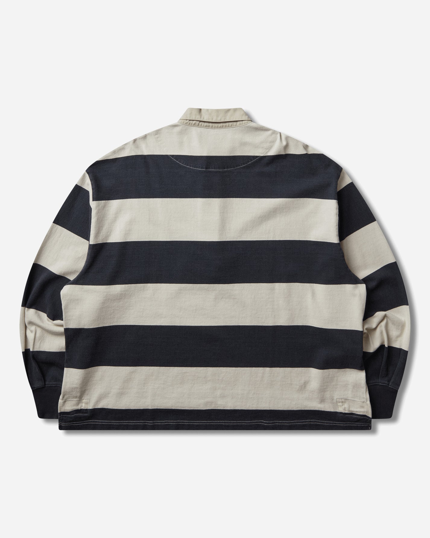 KAPITAL Jail Stripe Jersey Big Rugger Shirt Black - Ecru Sweatshirts Crewneck K2503LC114 BLKXECR