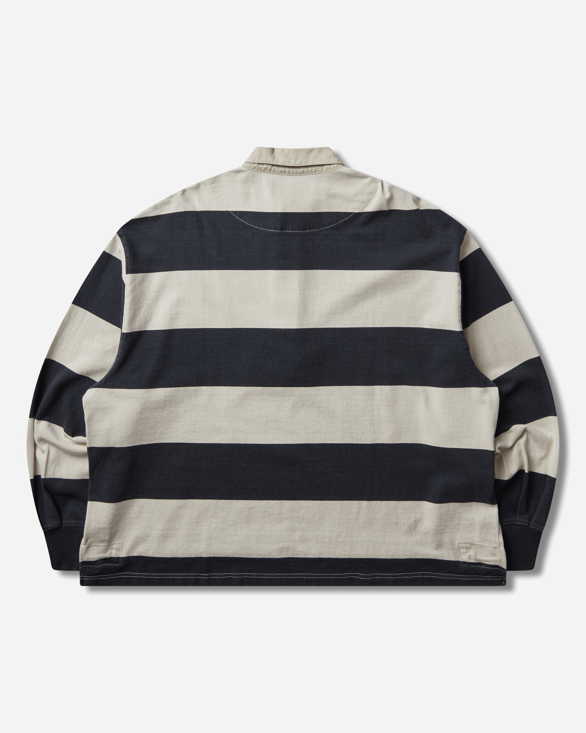 KAPITAL Jail Stripe Jersey Big Rugger Shirt Black - Ecru Sweatshirts Crewneck K2503LC114 BLKXECR