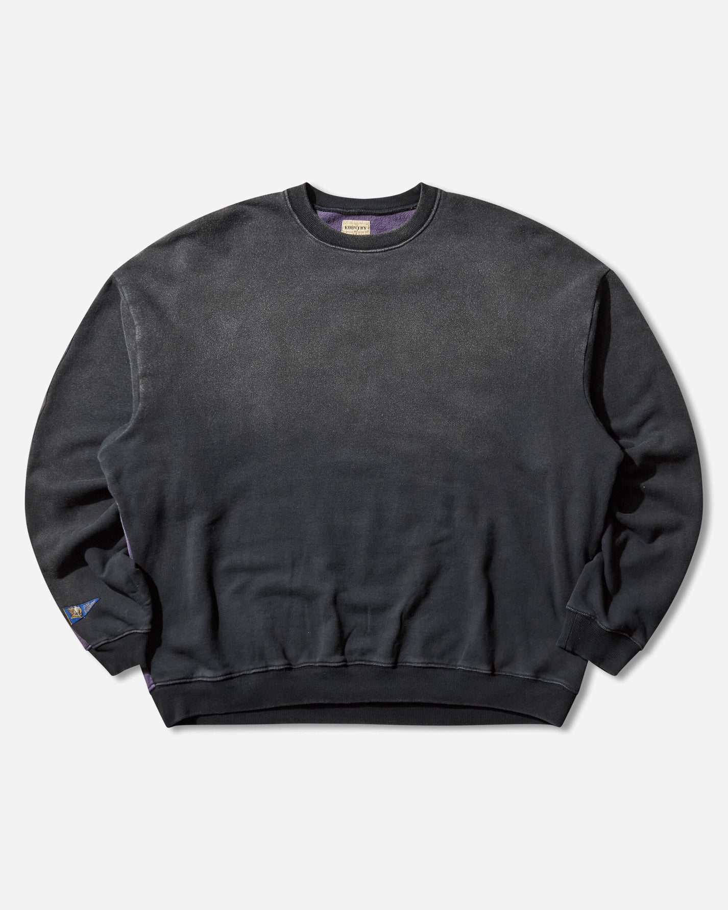KAPITAL Sweat Knit 2Tones Reage Big Sweatshirt Bone Black/Purple Sweatshirts Crewneck EK-1139LCA BLKXPURPLE