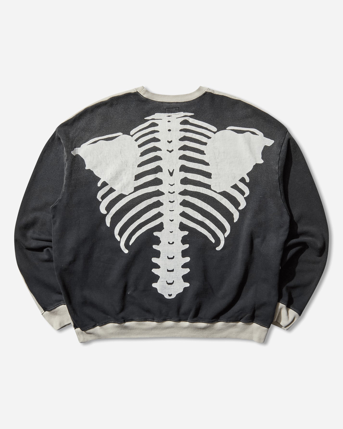 KAPITAL Sweat Knit 2Tones Reage Big Sweatshirt Bone Ecru/Black Sweatshirts Crewneck EK-1139LCA ECRXBLACK