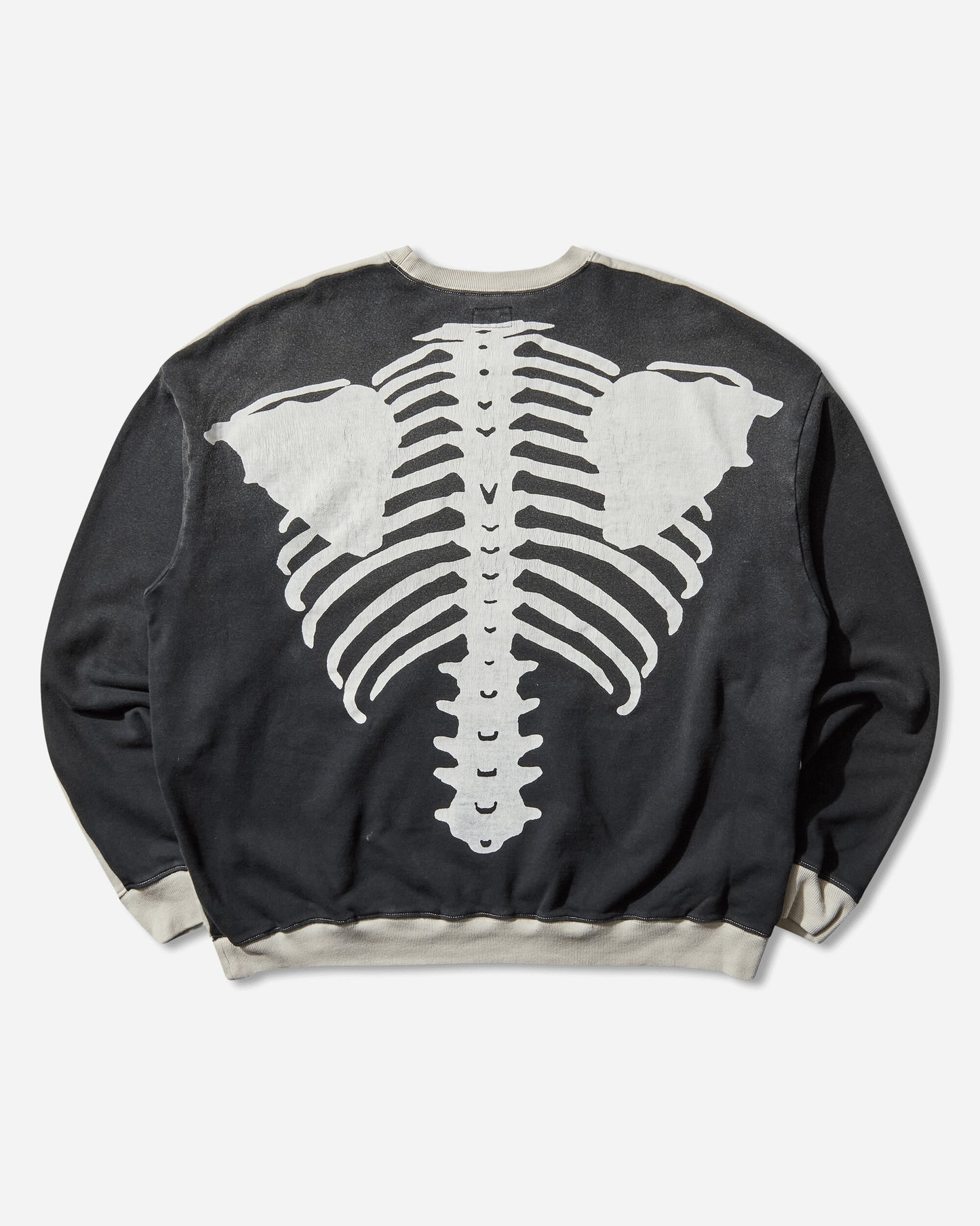 KAPITAL Sweat Knit 2Tones Reage Big Sweatshirt Bone Ecru/Black Sweatshirts Crewneck EK-1139LCA ECRXBLACK