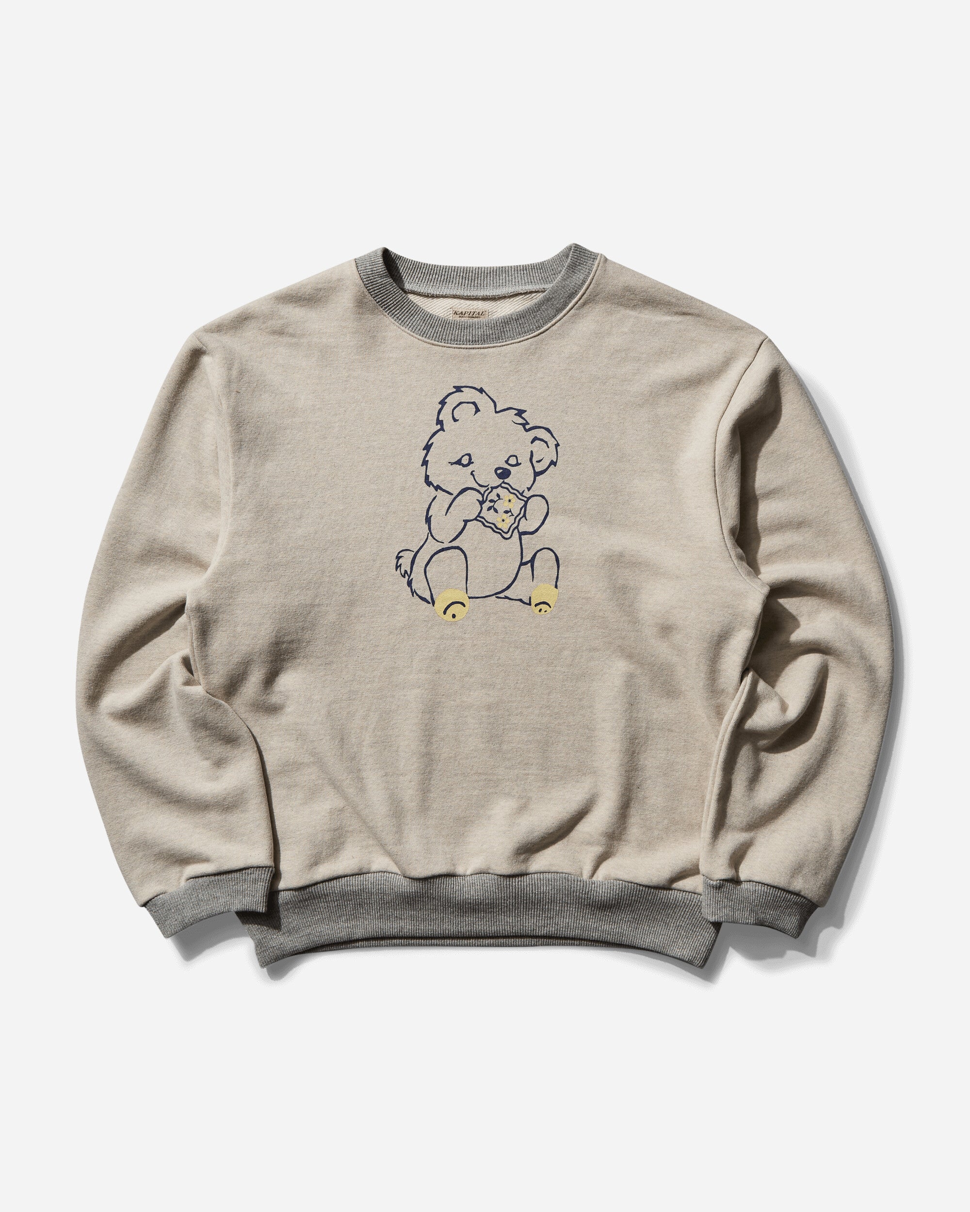 KAPITAL Swt Knit Crew Swt (Peckish Little Bear) Ecrxgray Sweatshirts Crewneck EK-1685LC 1