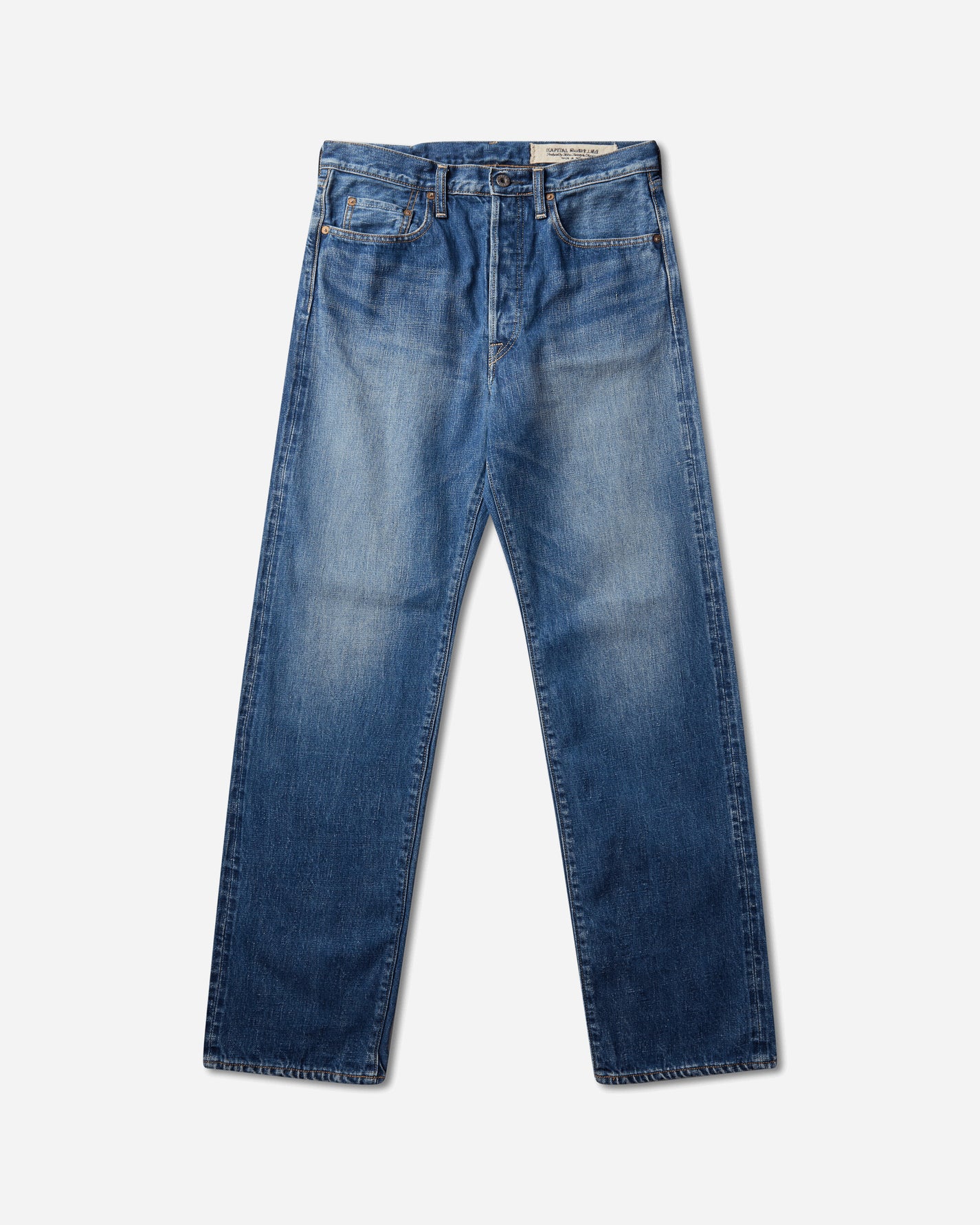 KAPITAL 13.5Oz Zimbabwe Denim 5P Monkey Th (Pro) Washed Indigo Pants Denim K2502LP008 PRO