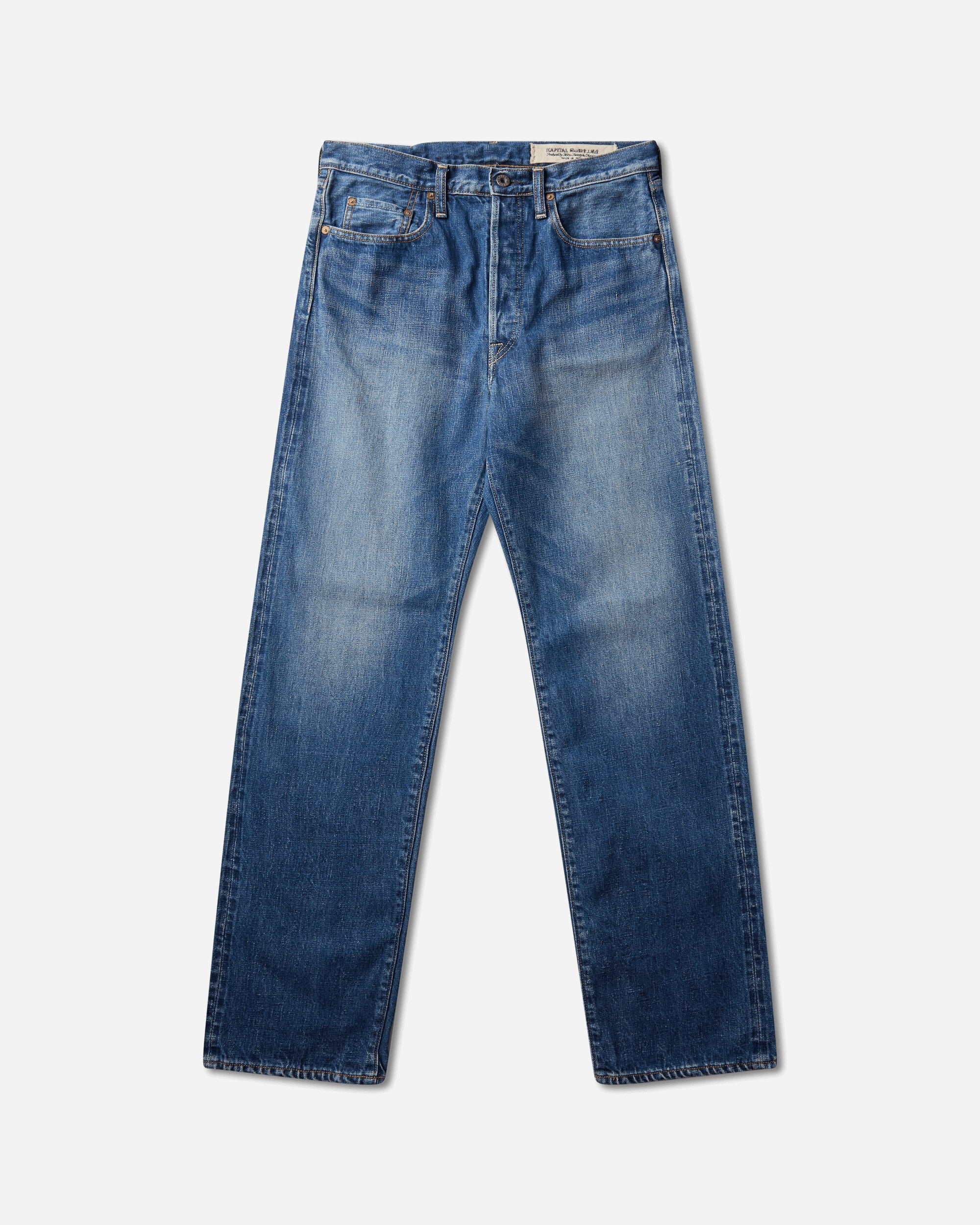 KAPITAL 13.5Oz Zimbabwe Denim 5P Monkey Th (Pro) Washed Indigo Pants Denim K2502LP008 PRO