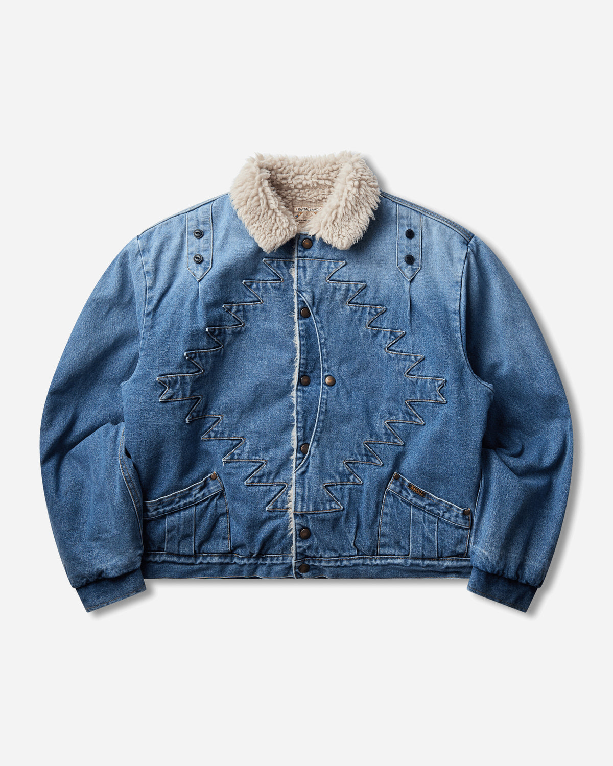 KAPITAL Oz Broken Denim Boa Fleece Thunderbird Jkt Pro Coats and Jackets Denim Jackets K2511LJ170 PRO