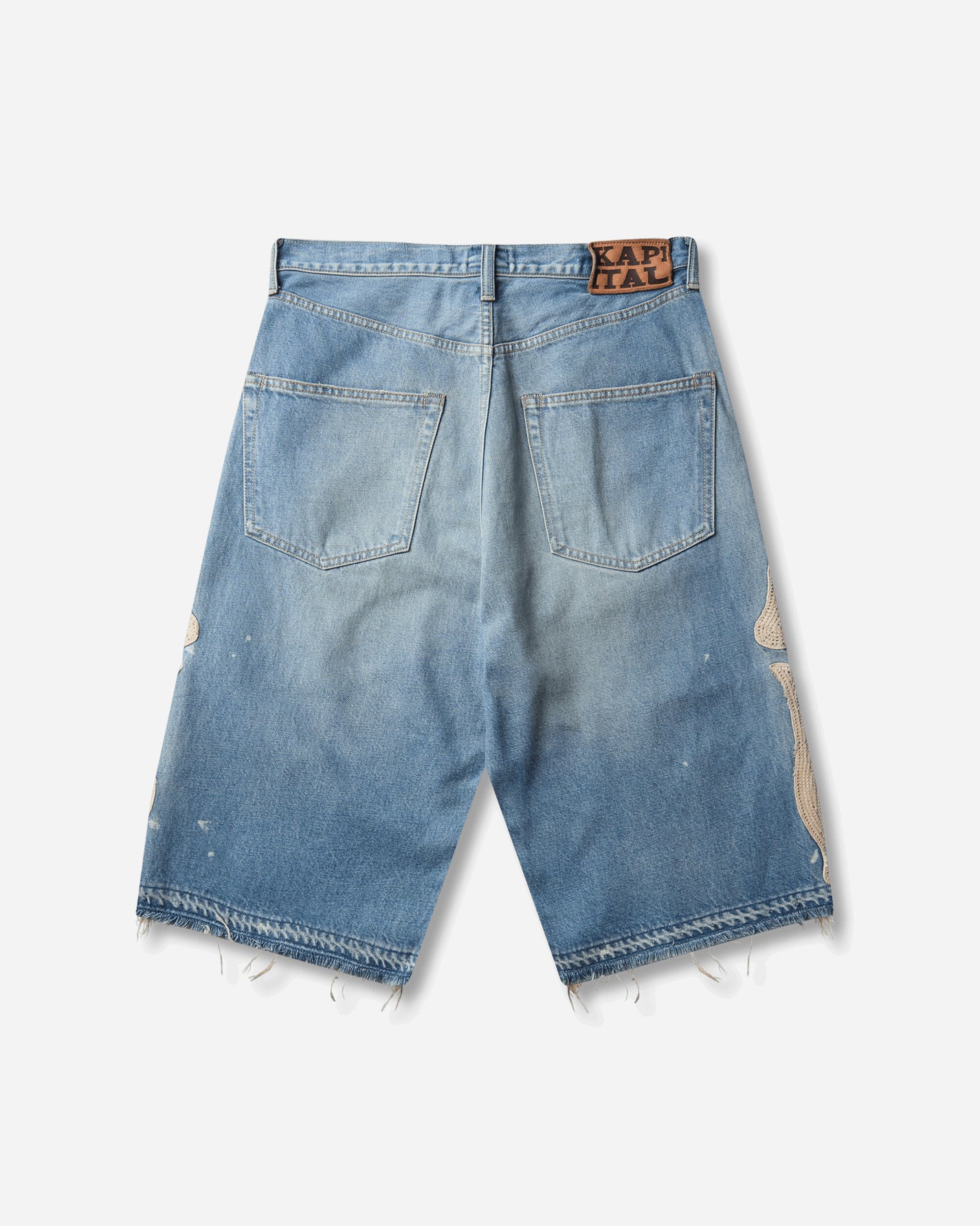 KAPITAL 14Oz Denim 5P Shorts (Bone) Na Washed Indigo Shorts Denim Short EK-1448SPA PRO