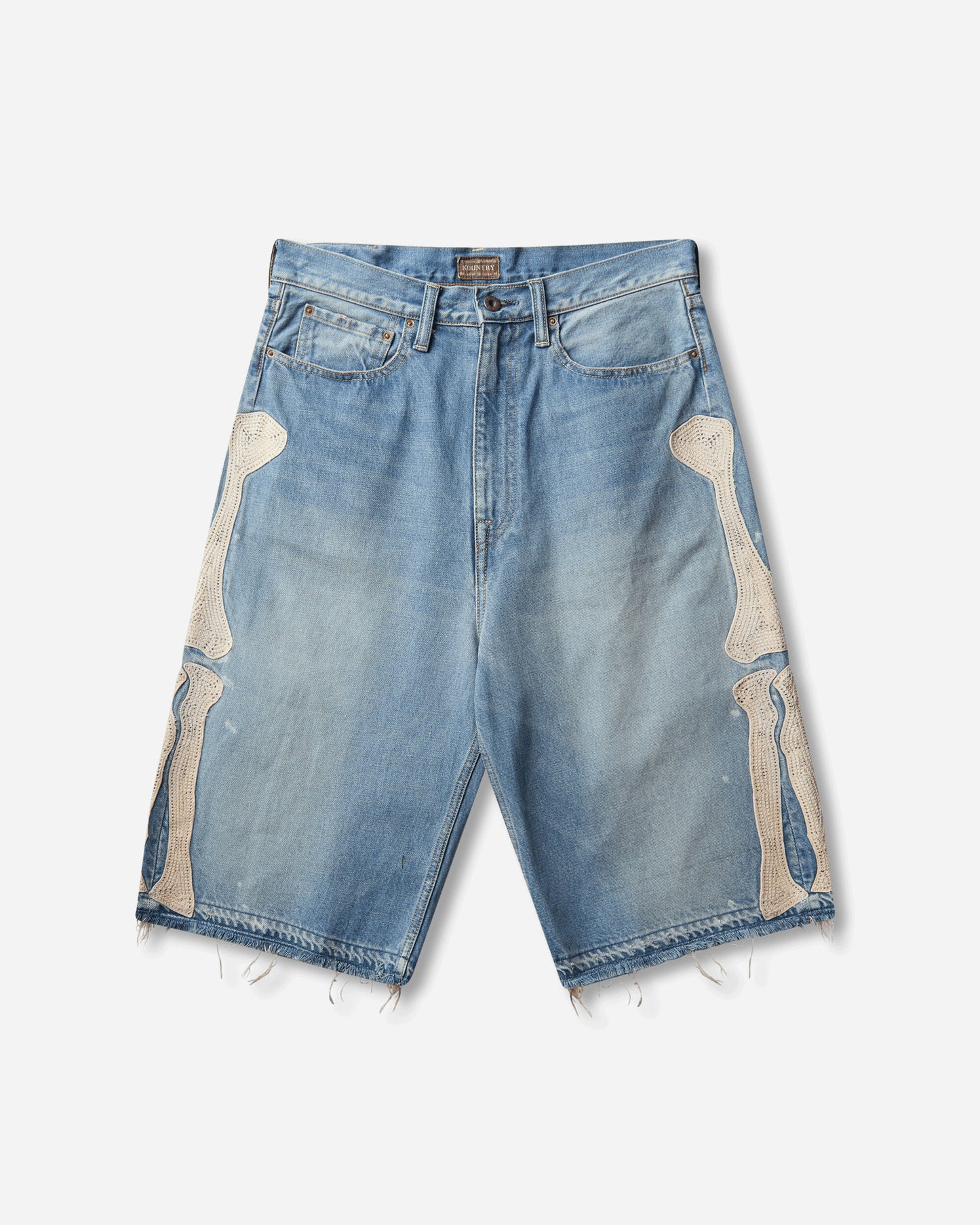 KAPITAL 14Oz Denim 5P Shorts (Bone) Na Washed Indigo Shorts Denim Short EK-1448SPA PRO