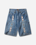 KAPITAL 14Oz Denim Shorts (Studs Remake) Washed Indigo Shorts Denim Short EK-1626SP PRO