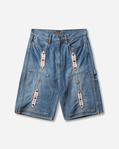 KAPITAL 14Oz Denim Shorts (Studs Remake) Washed Indigo Shorts Denim Short EK-1626SP PRO