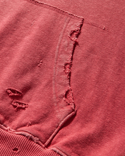 KAPITAL Sweat Knit Thriller Damaged Hoodie Studs Red Sweatshirts Hoodies K2411LC136 RED