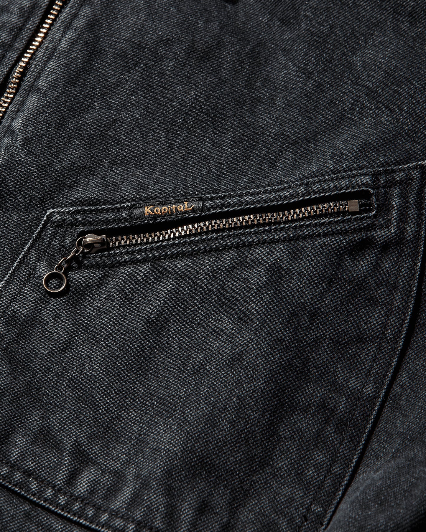 KAPITAL 14Oz Blkxblk Denim Bone Lining Reversible Zipup Work Jacket Black Coats and Jackets Jackets K2310LJ085 BLKXBLK