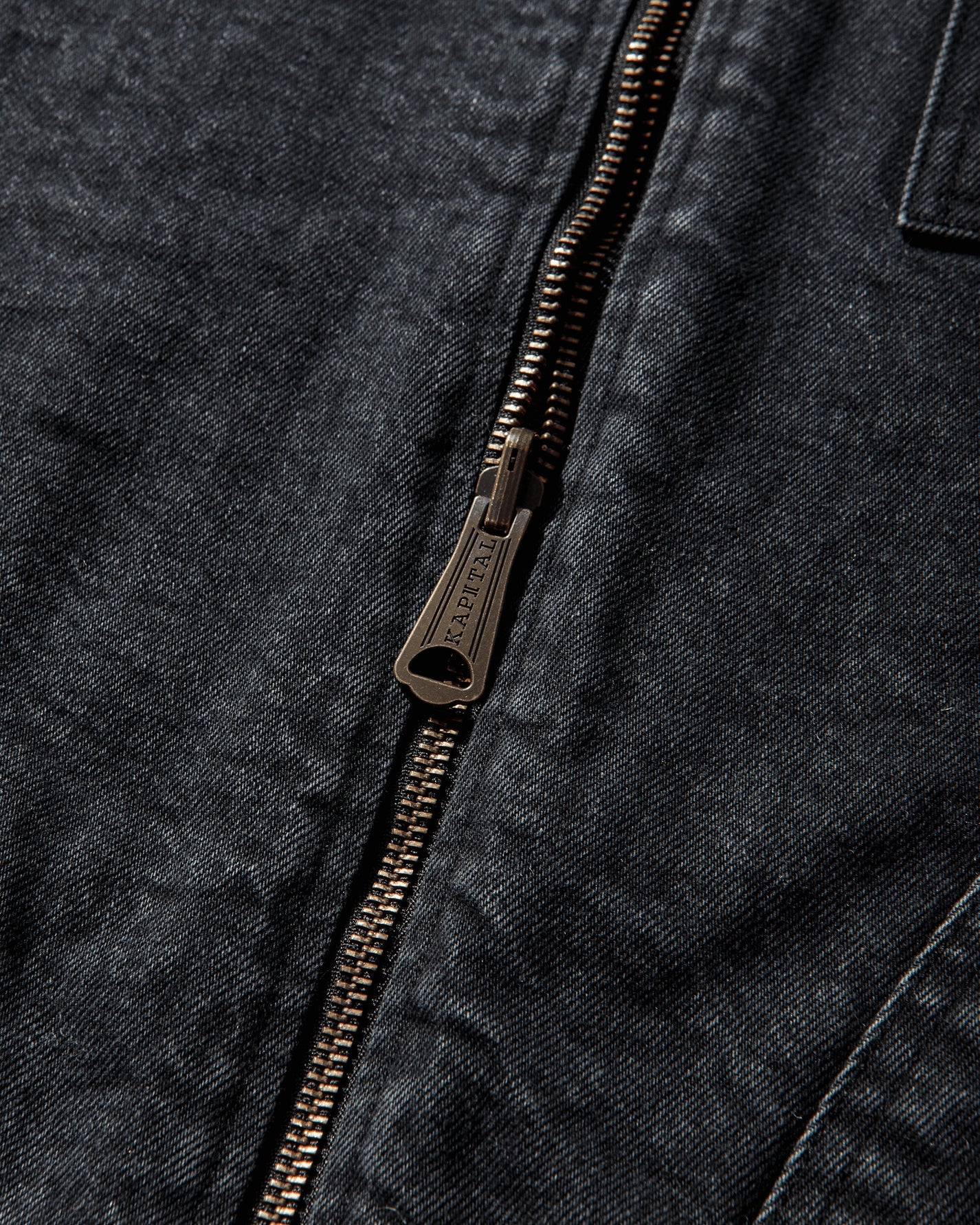 KAPITAL 14Oz Blkxblk Denim Bone Lining Reversible Zipup Work Jacket Black Coats and Jackets Jackets K2310LJ085 BLKXBLK