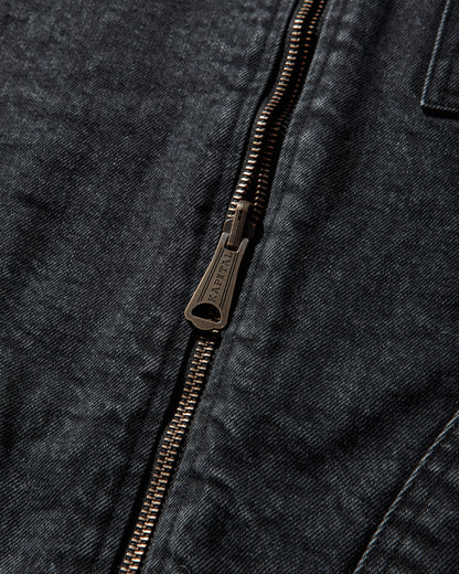 KAPITAL 14Oz Blkxblk Denim Bone Lining Reversible Zipup Work Jacket Black Coats and Jackets Jackets K2310LJ085 BLKXBLK