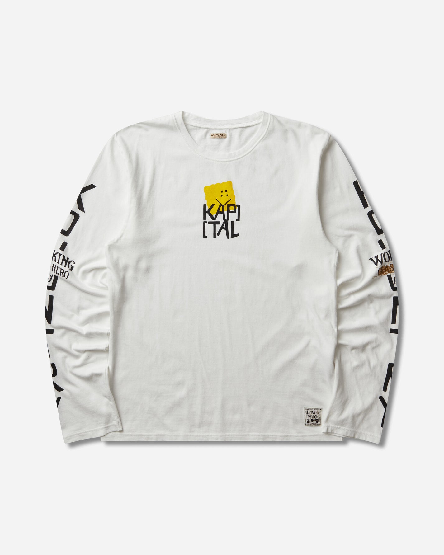 KAPITAL 20/-Jersey Crew Long Sleeve T (Peckish Kap) Yellow T-Shirts Longsleeve K2503LC064 YELLOW