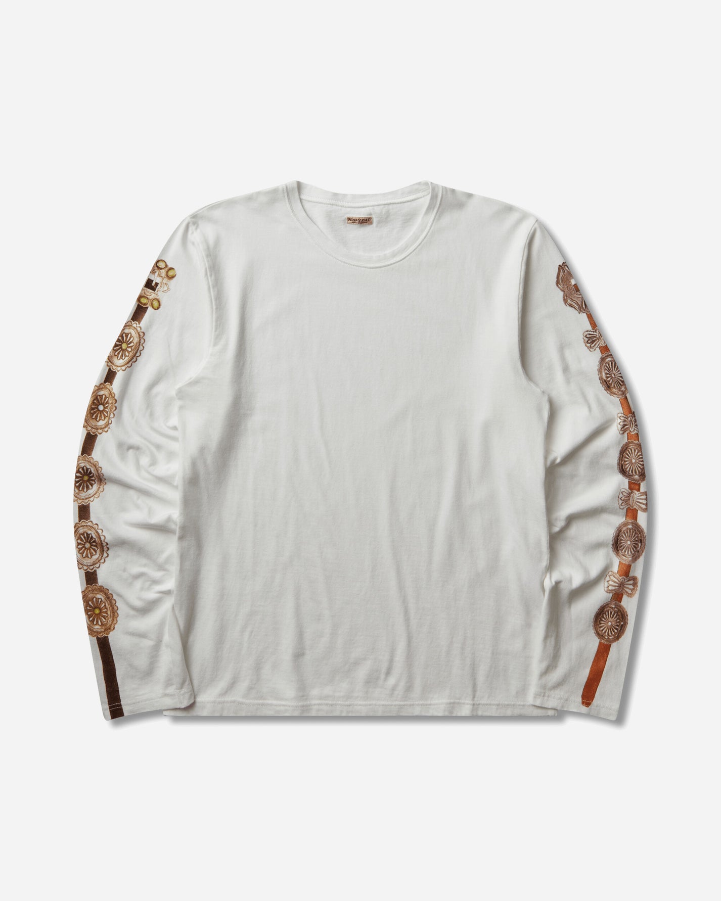 KAPITAL 20/-Jersey Long Sleeve Long Sleeve T (Concho Belt Sleeve) White T-Shirts Longsleeve K2508LC008 WHITE