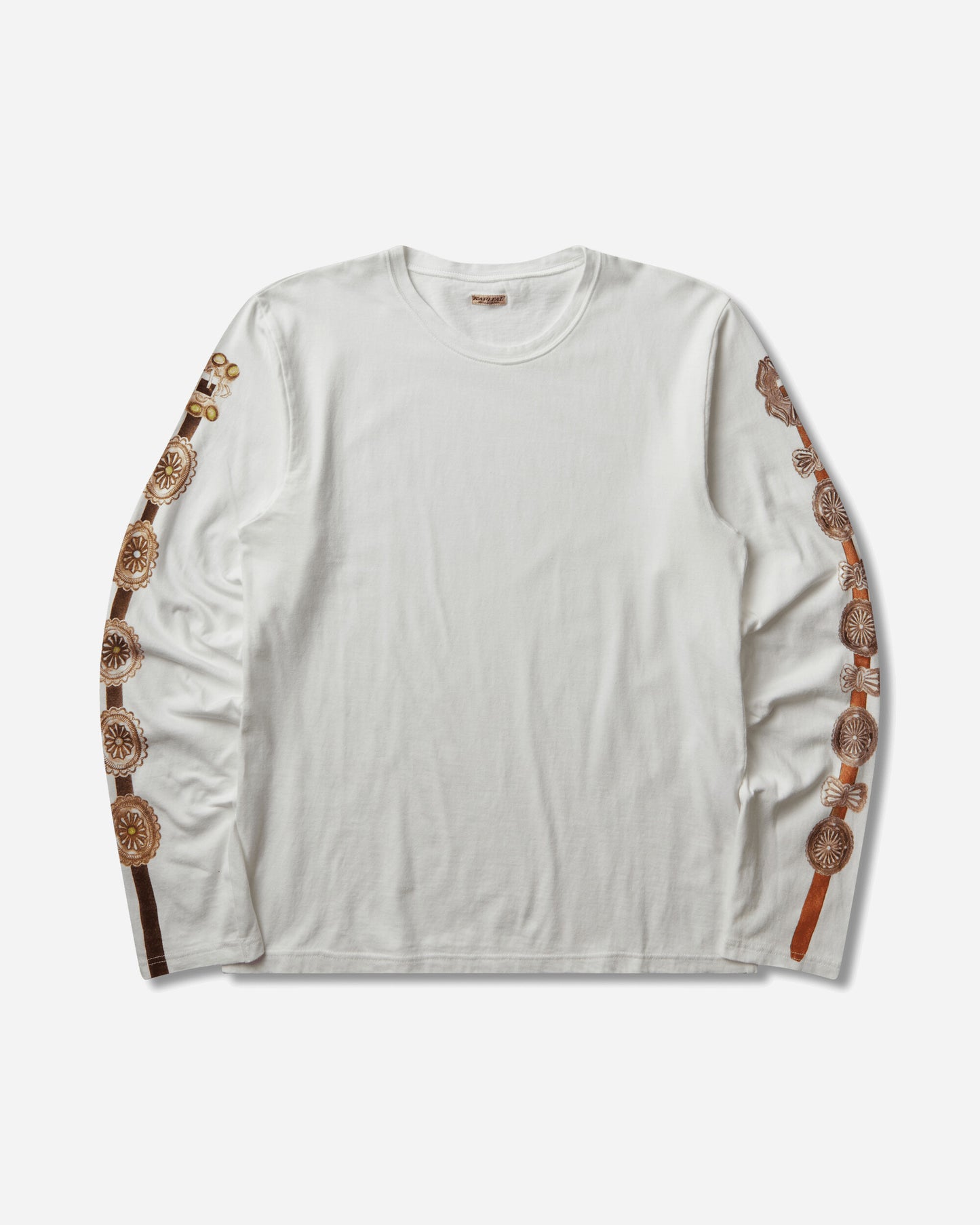 KAPITAL 20/-Jersey Long Sleeve Long Sleeve T (Concho Belt Sleeve) White T-Shirts Longsleeve K2508LC008 WHITE