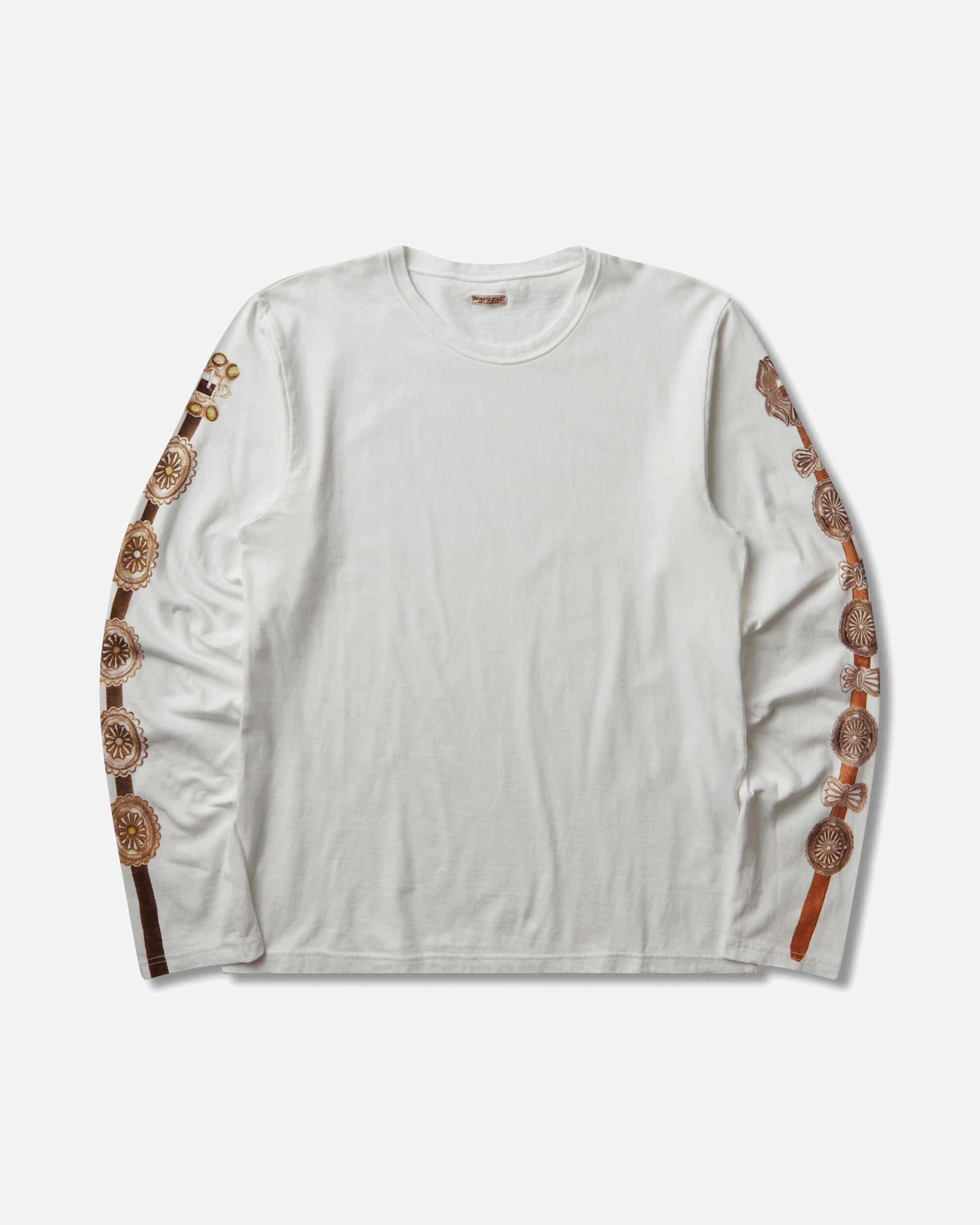 KAPITAL 20/-Jersey Long Sleeve Long Sleeve T (Concho Belt Sleeve) White T-Shirts Longsleeve K2508LC008 WHITE