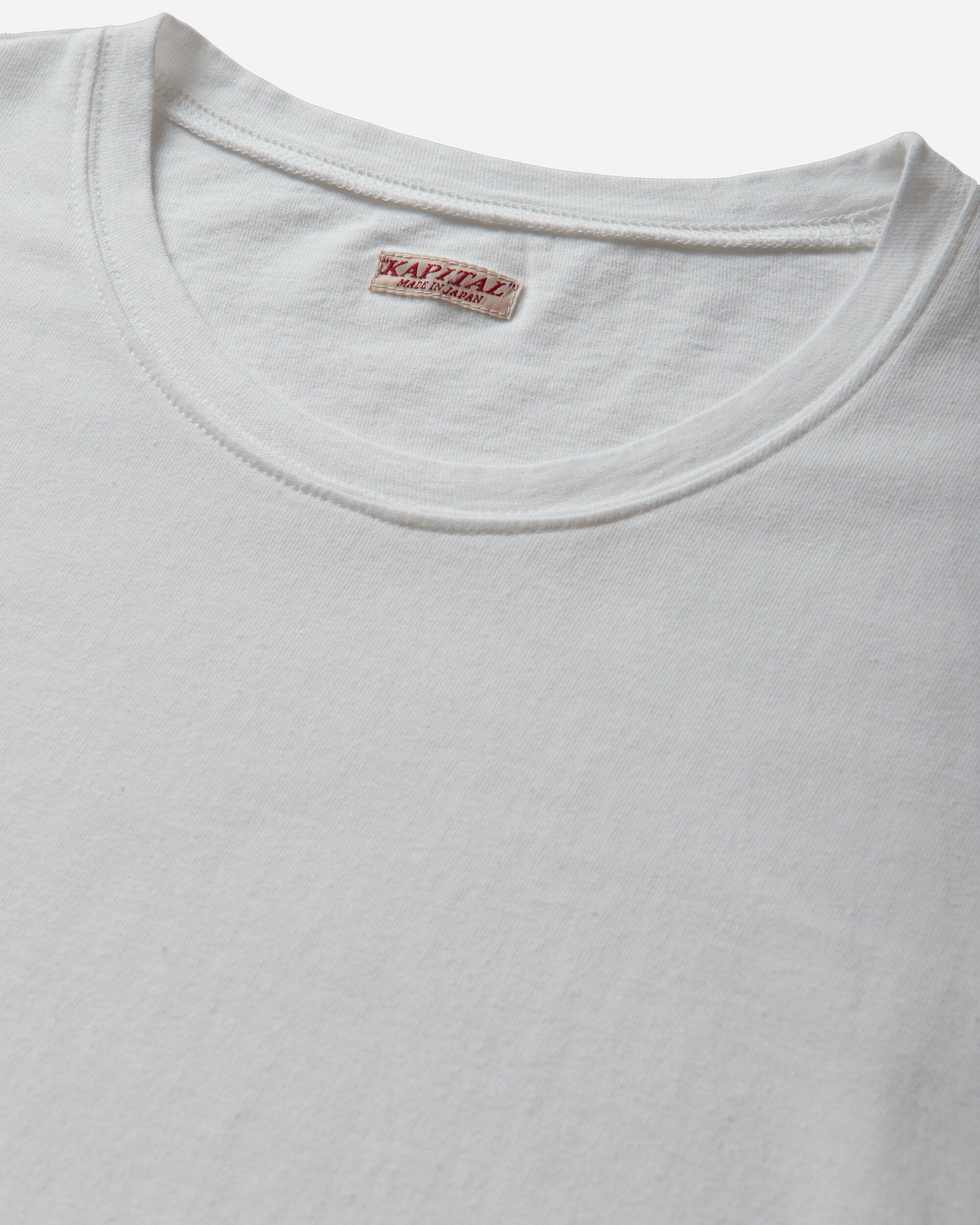 KAPITAL 20/-Jersey Long Sleeve Long Sleeve T (Concho Belt Sleeve) White T-Shirts Longsleeve K2508LC008 WHITE