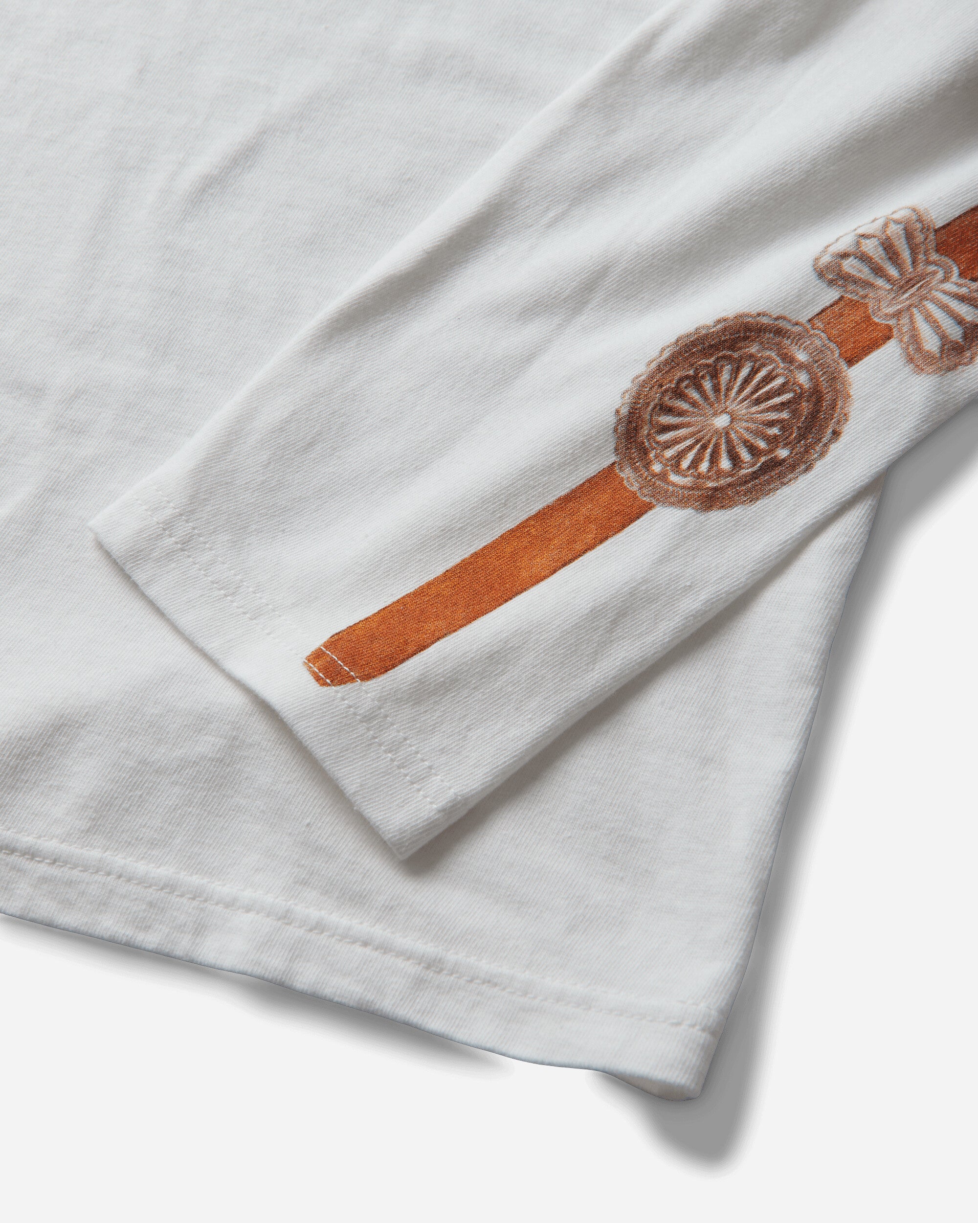 KAPITAL 20/-Jersey Long Sleeve Long Sleeve T (Concho Belt Sleeve) White T-Shirts Longsleeve K2508LC008 WHITE