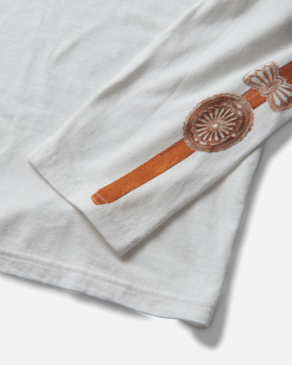 KAPITAL 20/-Jersey Long Sleeve Long Sleeve T (Concho Belt Sleeve) White T-Shirts Longsleeve K2508LC008 WHITE