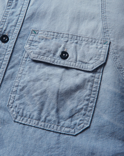 KAPITAL Chambray 2Tones Bone Patch Ventilator Workshirt Sax Shirts Longsleeve Shirt K2504LS142 SAX