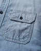 KAPITAL Chambray 2Tones Bone Patch Ventilator Workshirt Sax Shirts Longsleeve Shirt K2504LS142 SAX