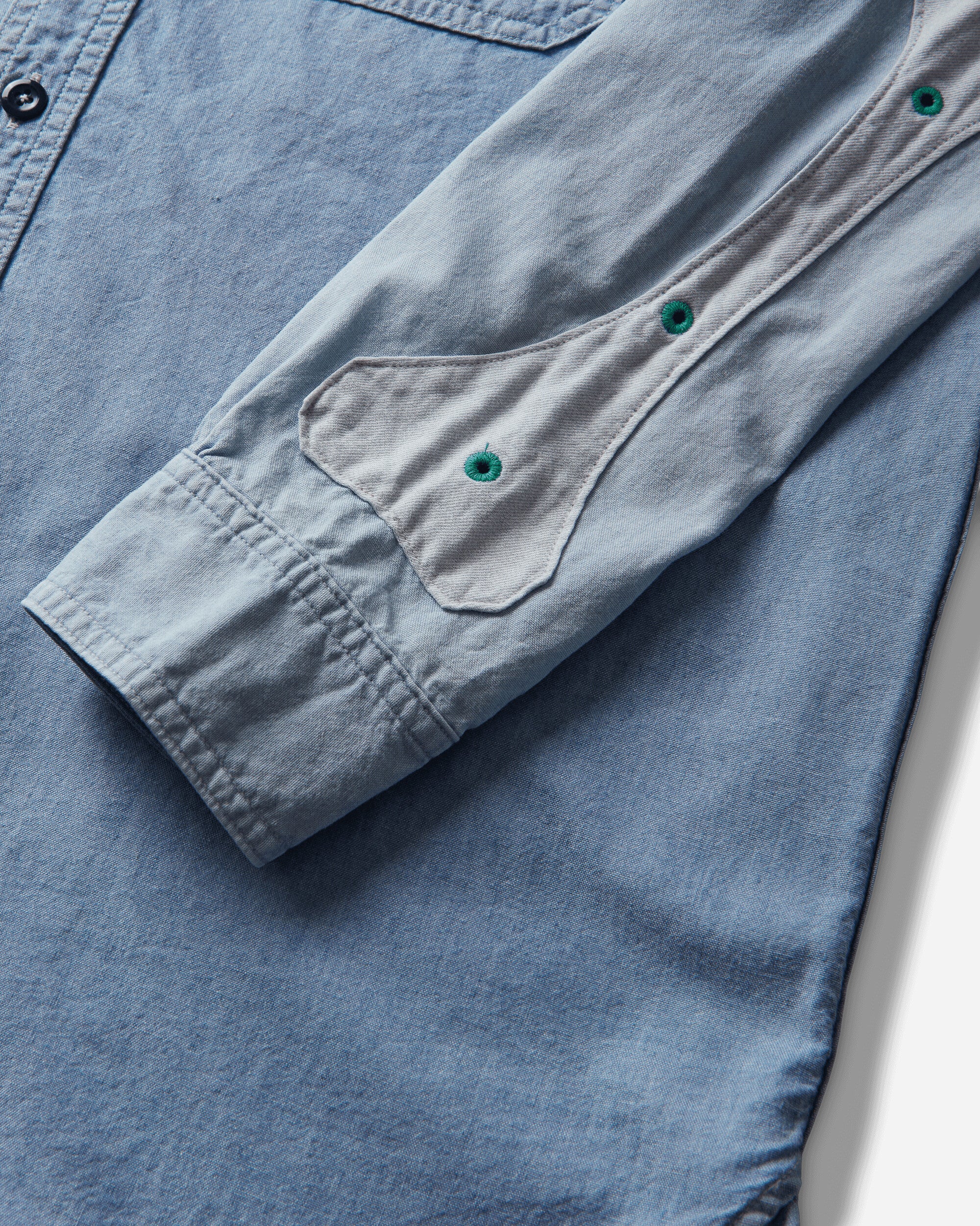 KAPITAL Chambray 2Tones Bone Patch Ventilator Workshirt Sax Shirts Longsleeve Shirt K2504LS142 SAX