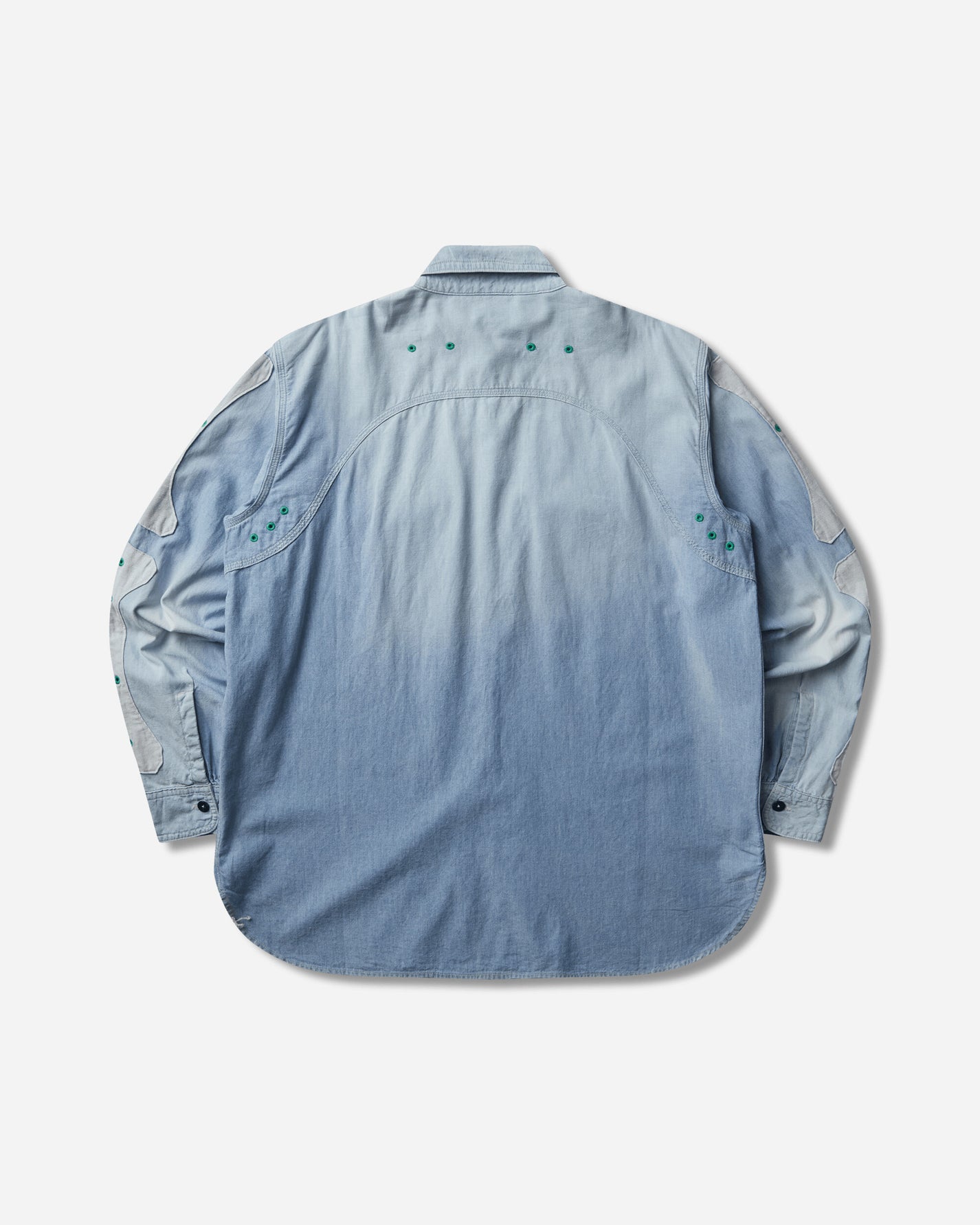 KAPITAL Chambray 2Tones Bone Patch Ventilator Workshirt Sax Shirts Longsleeve Shirt K2504LS142 SAX