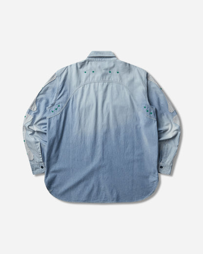 KAPITAL Chambray 2Tones Bone Patch Ventilator Workshirt Sax Shirts Longsleeve Shirt K2504LS142 SAX