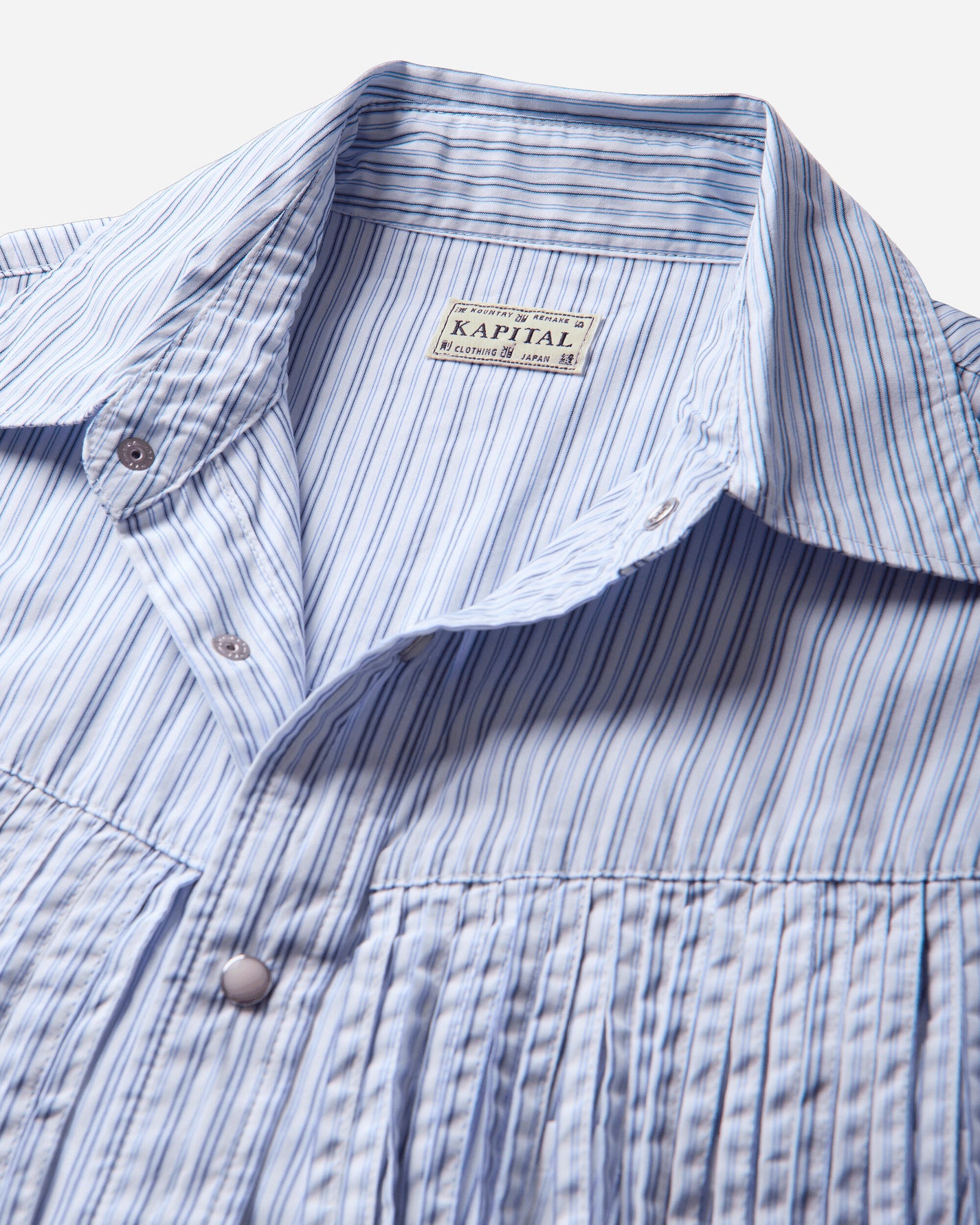 KAPITAL Cotton Stripe Fringed Husky Western Shirt Big Border Shirts Longsleeve Shirt K2503LS044 BIGBORDER