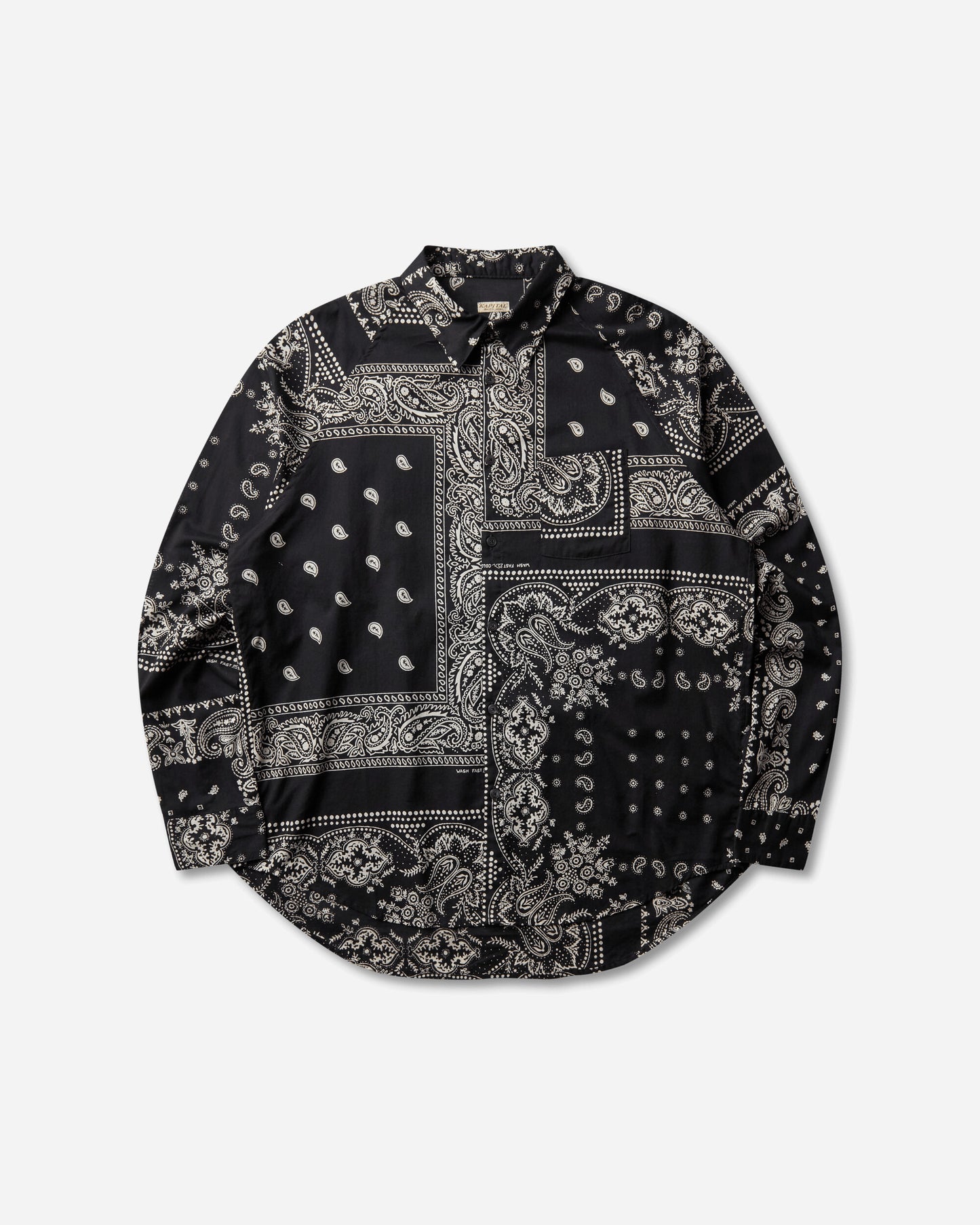 KAPITAL Gauze Rat Brand Bandanna Patchwork Raglan Shirt Black Shirts Longsleeve Shirt K2504LS148 BLACK
