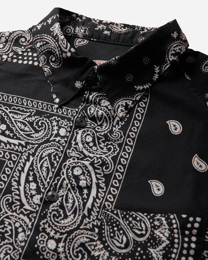 KAPITAL Gauze Rat Brand Bandanna Patchwork Raglan Shirt Black Shirts Longsleeve Shirt K2504LS148 BLACK