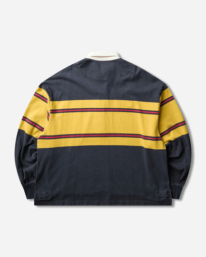 KAPITAL 16 Panel Stripe Jersey Big Rugby Shirt Black T-Shirts Polo K2604LC092 BLACK